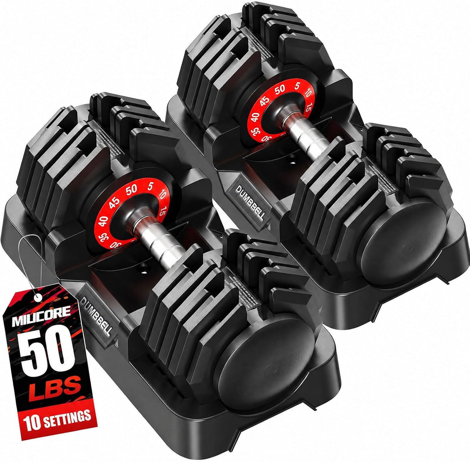 26.5/50/85LB Adjustable Dumbbell Set of 2 with Non-Slip Handle for Home Gym