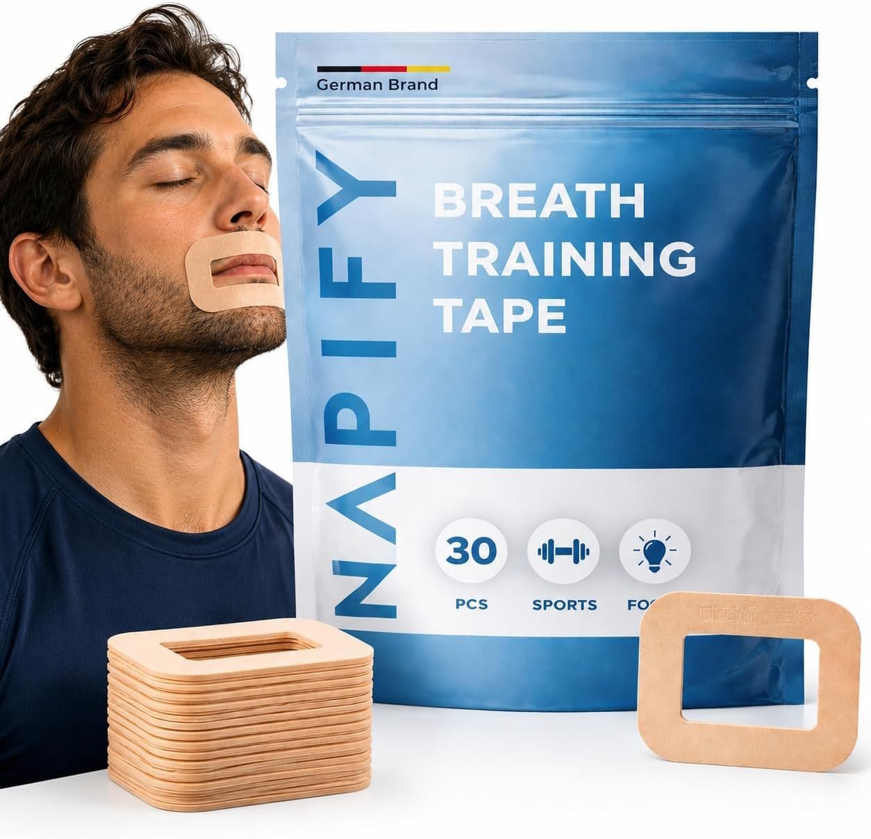 Breath Training Tape for Adults – Pack of 30 – Mouth Tape for Adults – Sleep Tape for Adults – Promotes Nasal Breathing