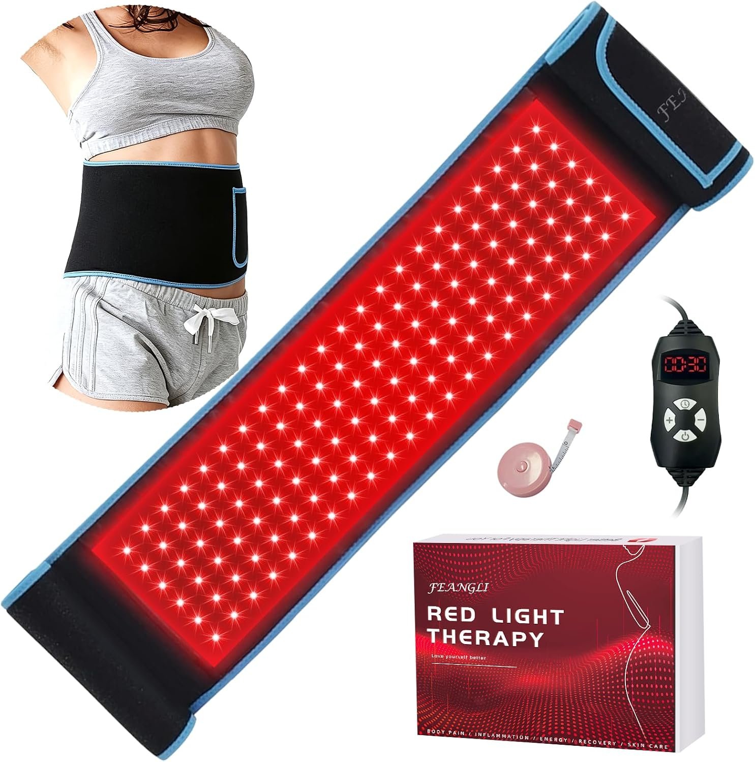 Red Light Therapy Belt with 132 LEDs 3-in-1 Chips 940nm 850nm 660nm(Corded)