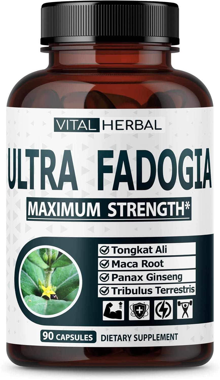 Fadogia Agrestis with Tongkat Ali Capsules for Maximum Strength with Ginseng Maca Root Tribulus – Boost Energy & Muscle Buider (90 Count (Pack of 1))