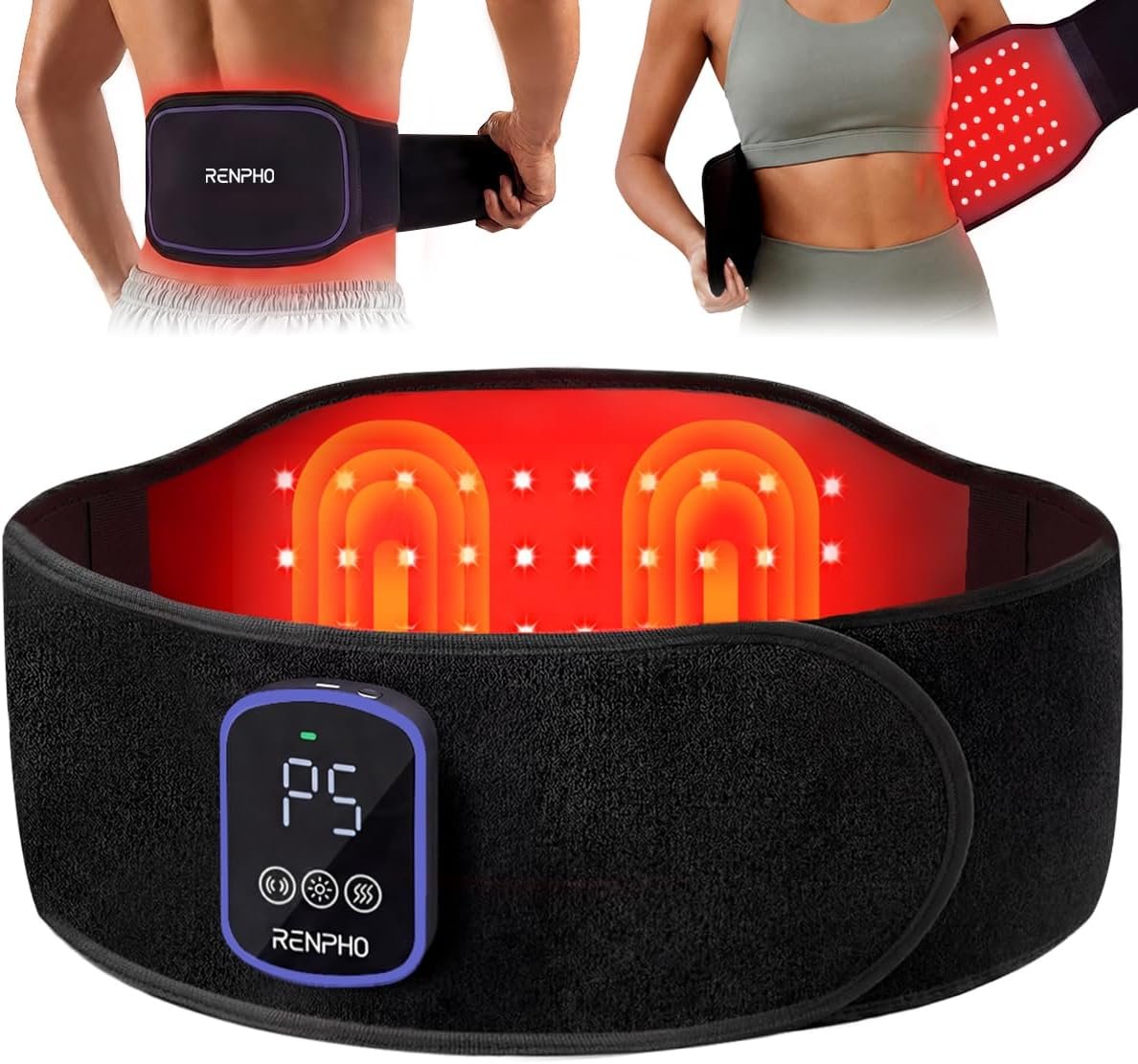 RENPHO Cordless Heating Pad for Back, FSA Wearables Red Light Therapy Belt