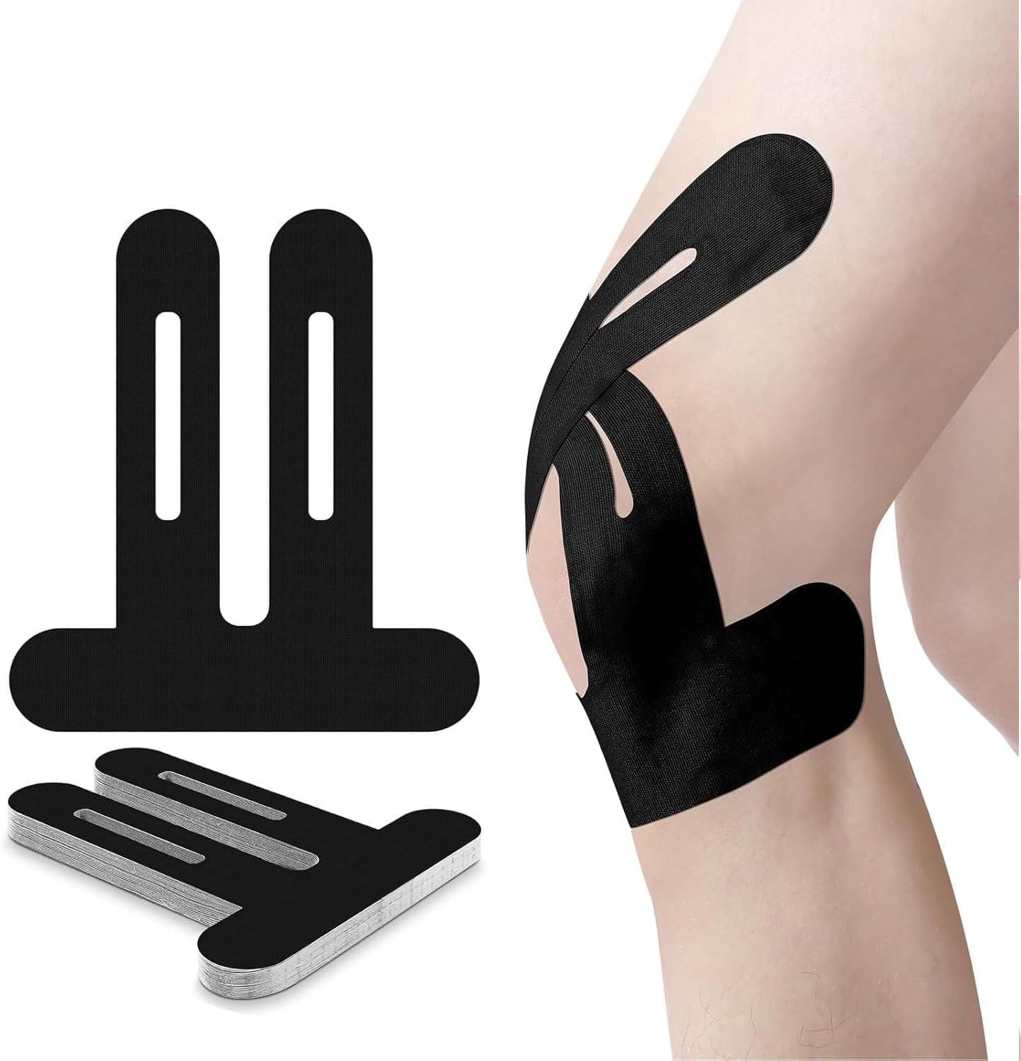 Kinesiology Tape for Knees, 60 Count Knee Tape for Knee Pain Relief Pre Cut, Latex Free Knee Tape, Support