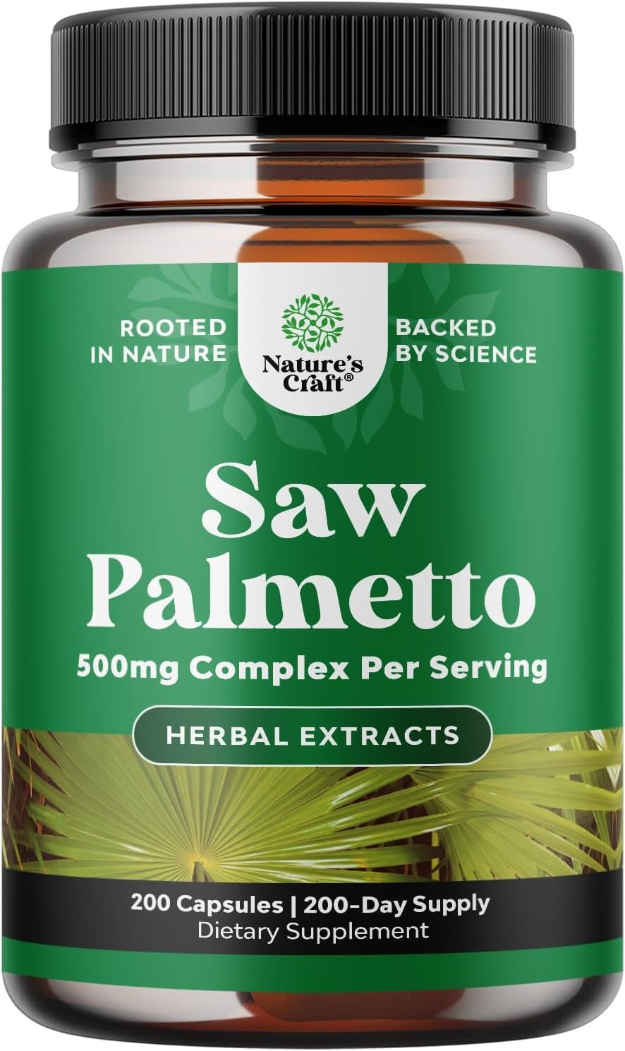 Saw Palmetto for Men Prostate Support – 500mg per Serving – 200 Capsules