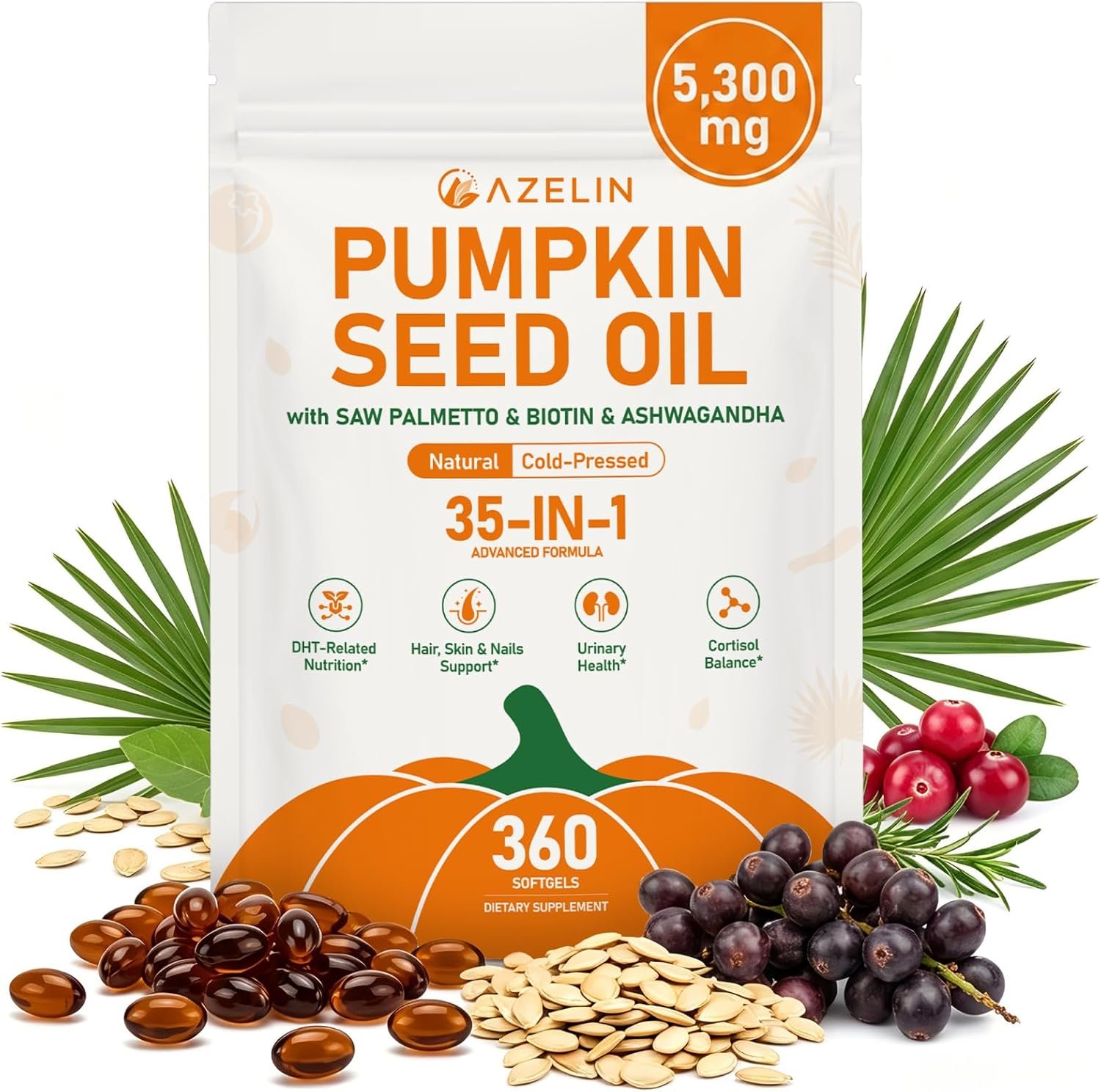 35-in-1 Pumpkin Seed Oil with Saw Palmetto Capsules for Women & Men