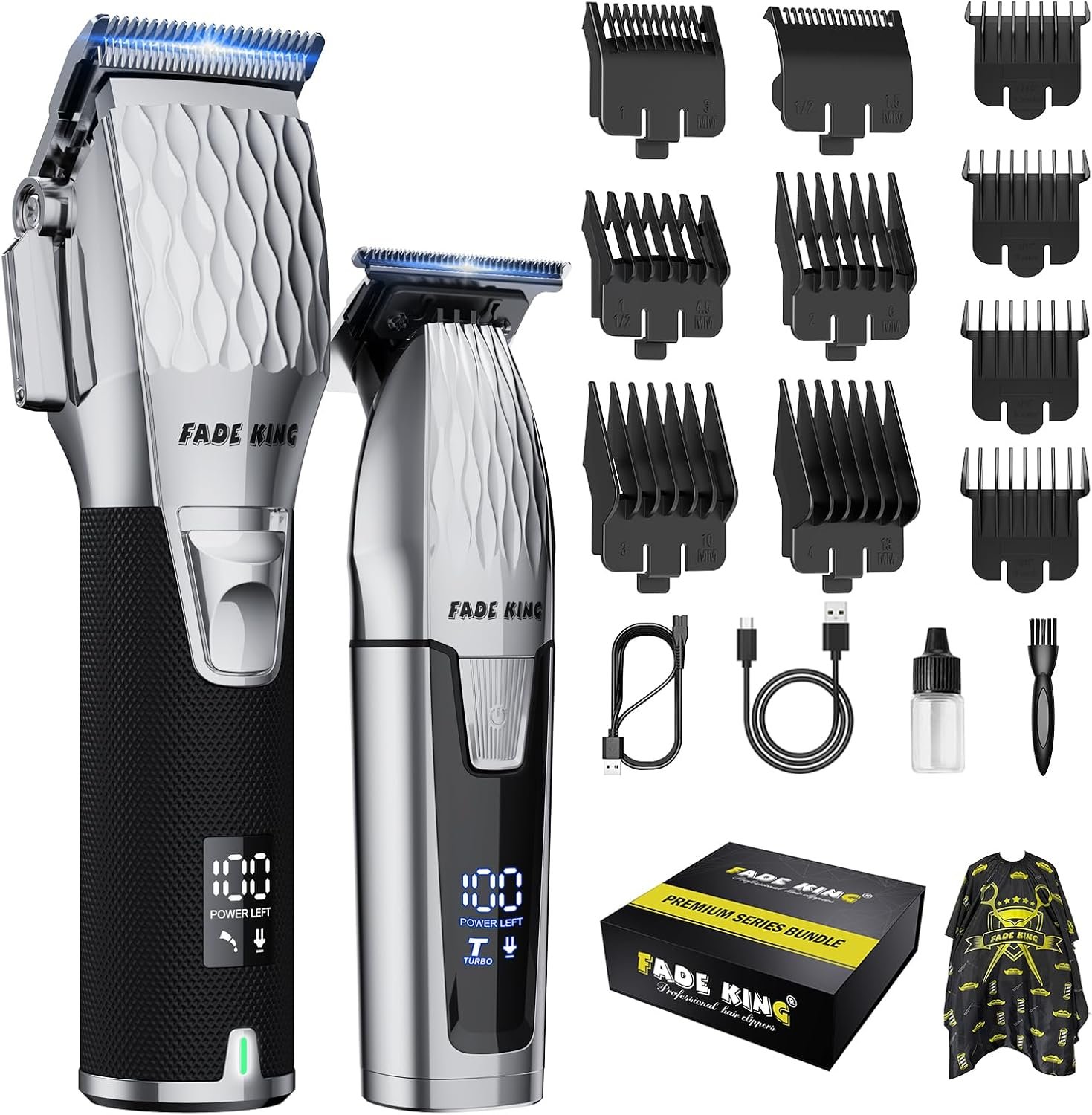 FADEKING® Professional Hair Clipper and Beard Trimmer Kit for Men, Cordless Hair Cutting & Grooming Set with Zero Gap T-Blade Trimmer, Barber Hair Trimmer for Home Use, Mens Grooming Gift for Men