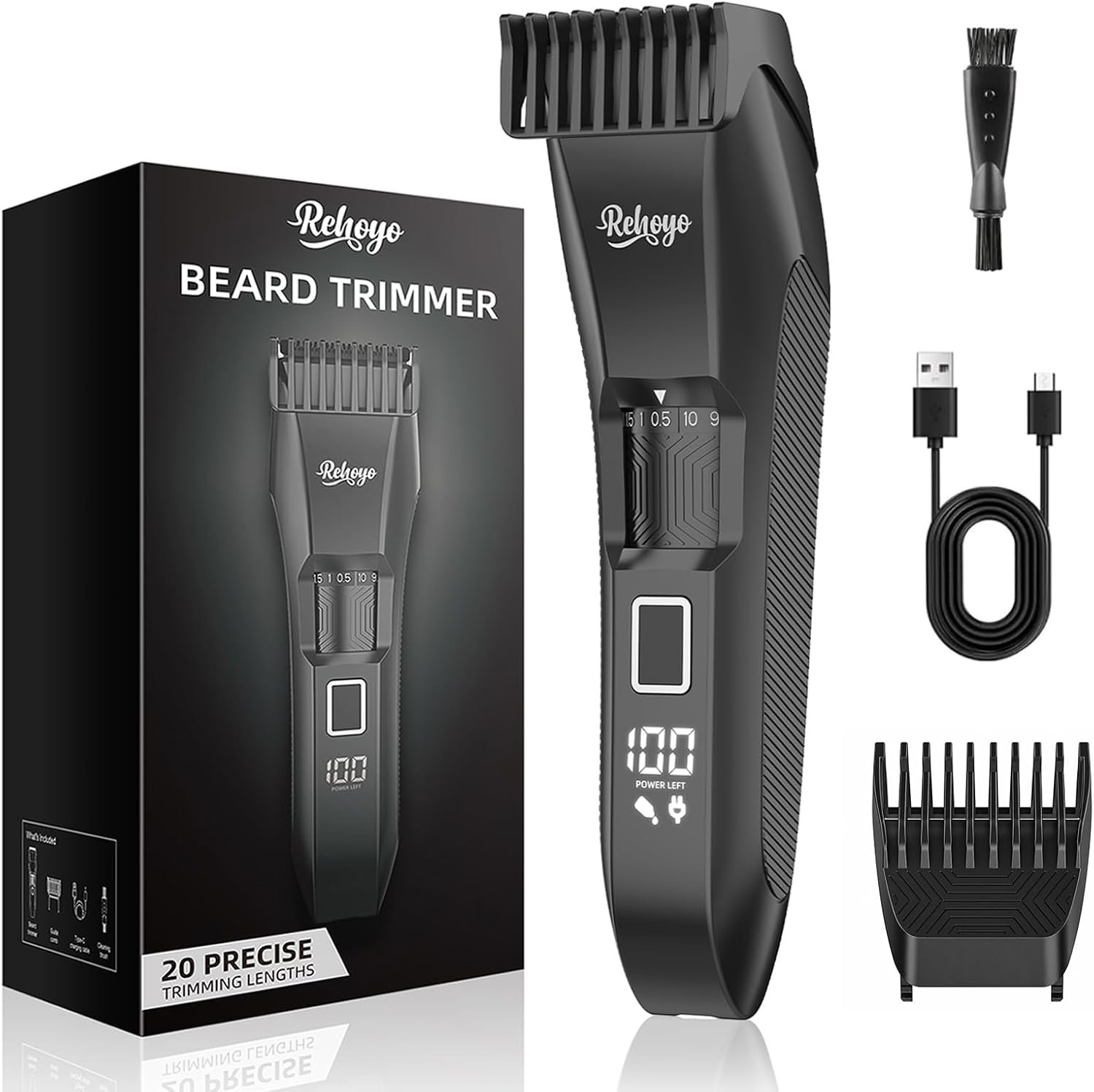 REHOYO Beard Trimmer for Men Adjustable: Professional Cordless Trimmer