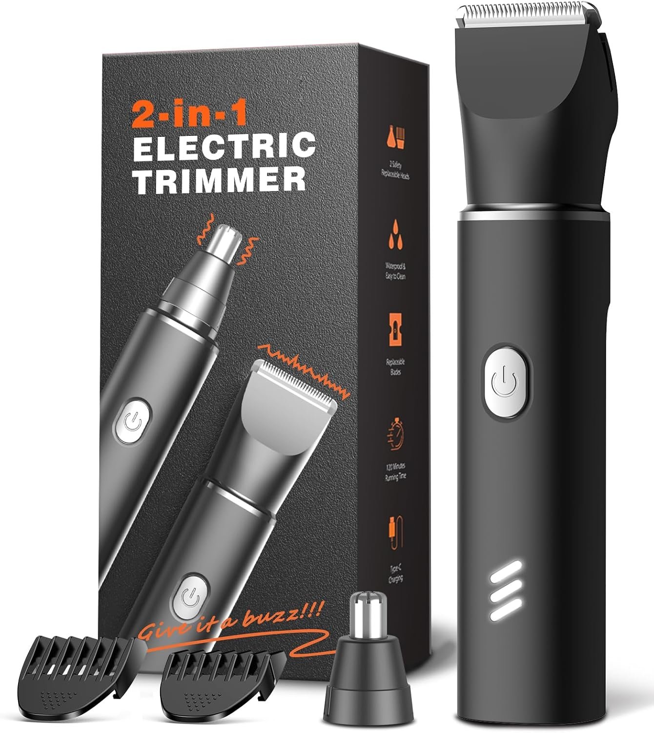 Manscape Body Hair Trimmer for Men, Waterproof Groin Trimmer, Electric Razor Ball Shaver for Chest Pubic Leg Arm Underarm Back Nose, Rechargeable Wet/Dry Groomer, Black