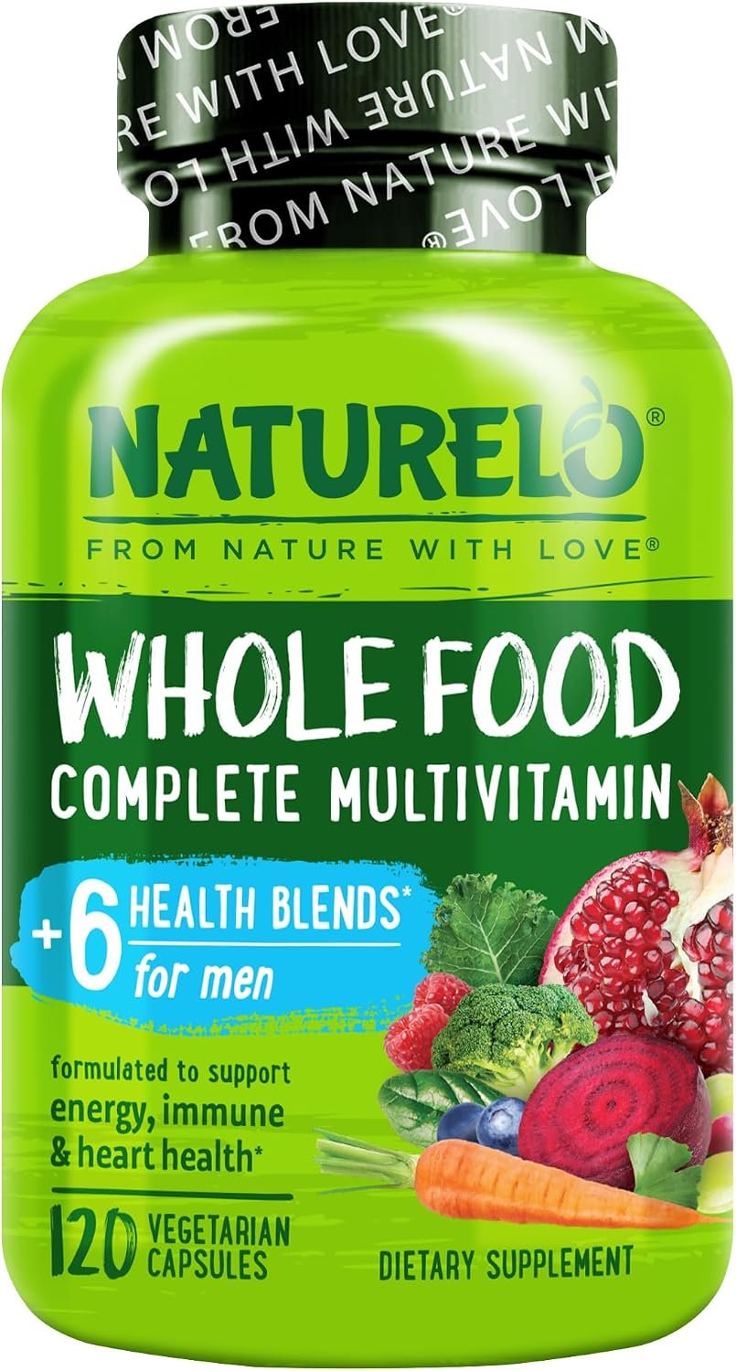 NATURELO Men’s Multivitamins – Whole Food Multivitamin for Men, 120 Caps