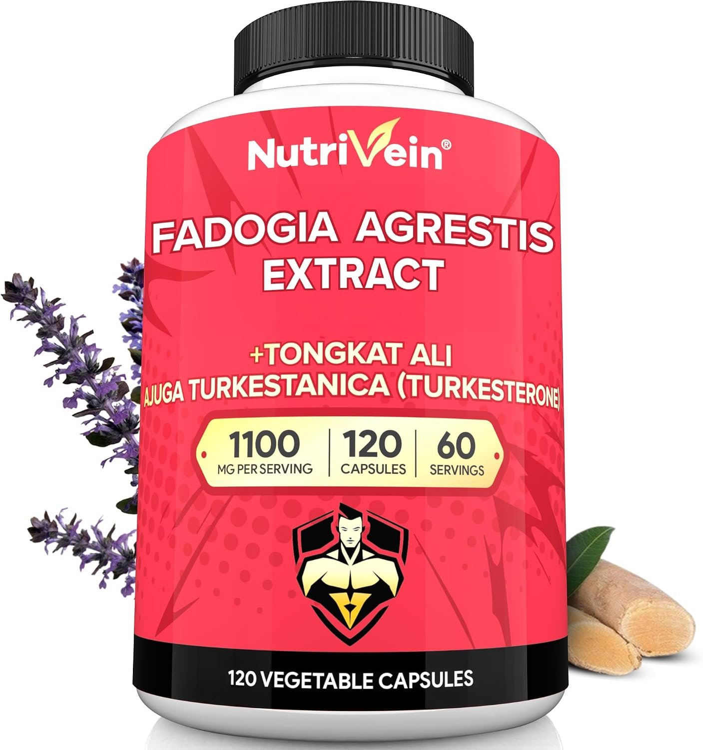 Nutrivein Fadogia Agrestis and Tongkat Ali Supplement – 1100 mg – 60 Caps
