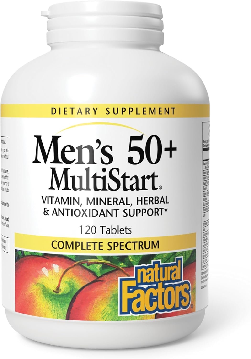 Natural Factors, Men’s 50+ MultiStart Daily Multivitamin, Nutritional Support for Immune and Prostate Health, 120 tablets (60 servings)