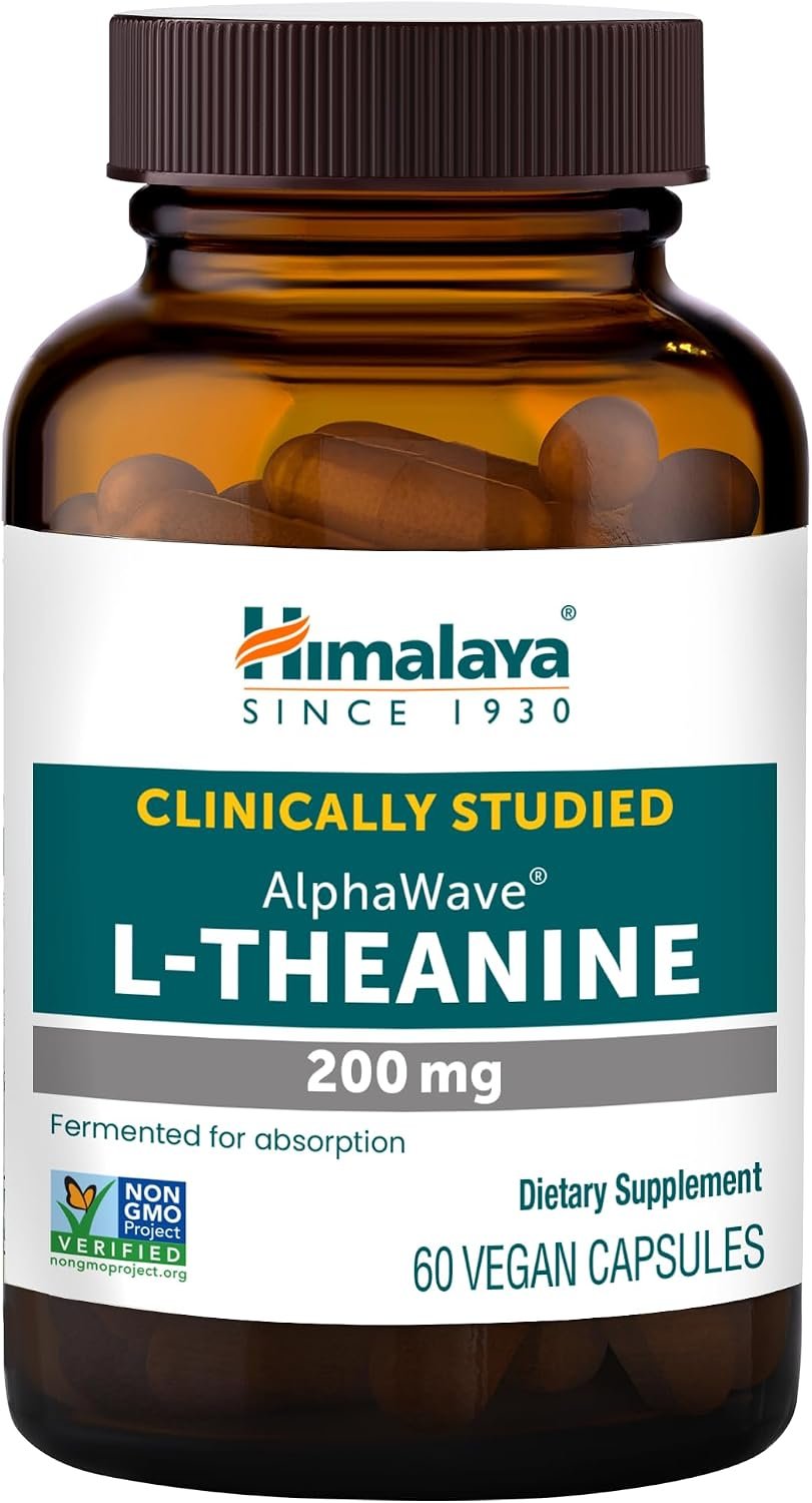 Himalaya L-Theanine with Clinically Studied AlphaWave® L-Theanine, Promotes Relaxation, Supports Mental Focus and Clarity, 60 Vegan Capsules