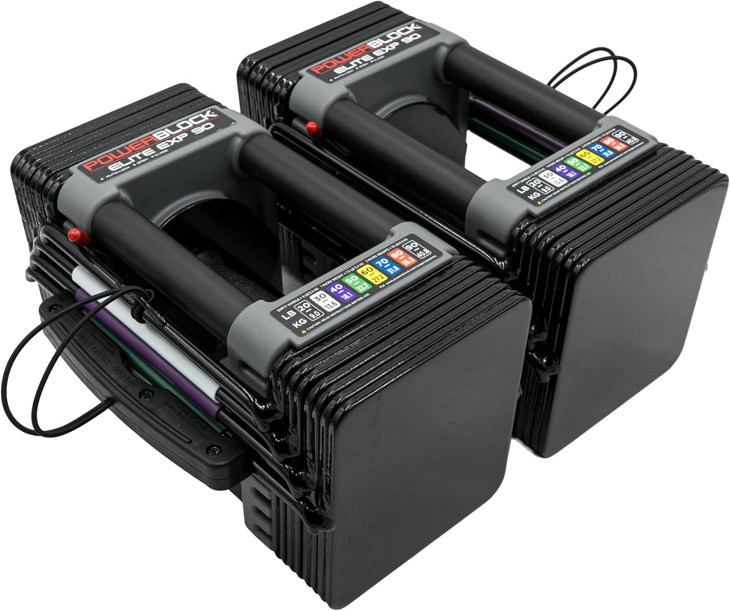 PowerBlock Elite EXP 90 Adjustable Dumbbells, Stage 1, Set of 2, 5 lb-50 lb