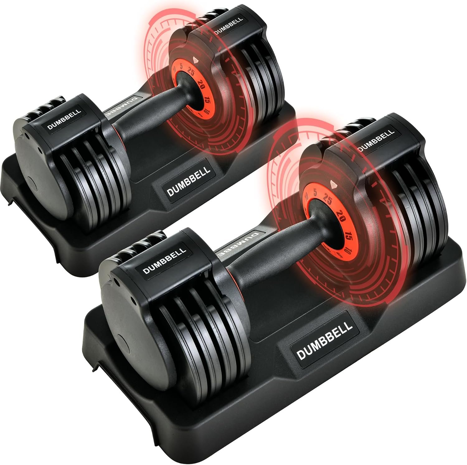 KANCHIMI Adjustable Dumbbell Set of 2, 5-in-1 Weights Dumbbell Set with Storage Box, 25lbs Adjustable Weights with Anti-slip Silicone Grip, Weight Set For Home Gym Suit both Men and Women