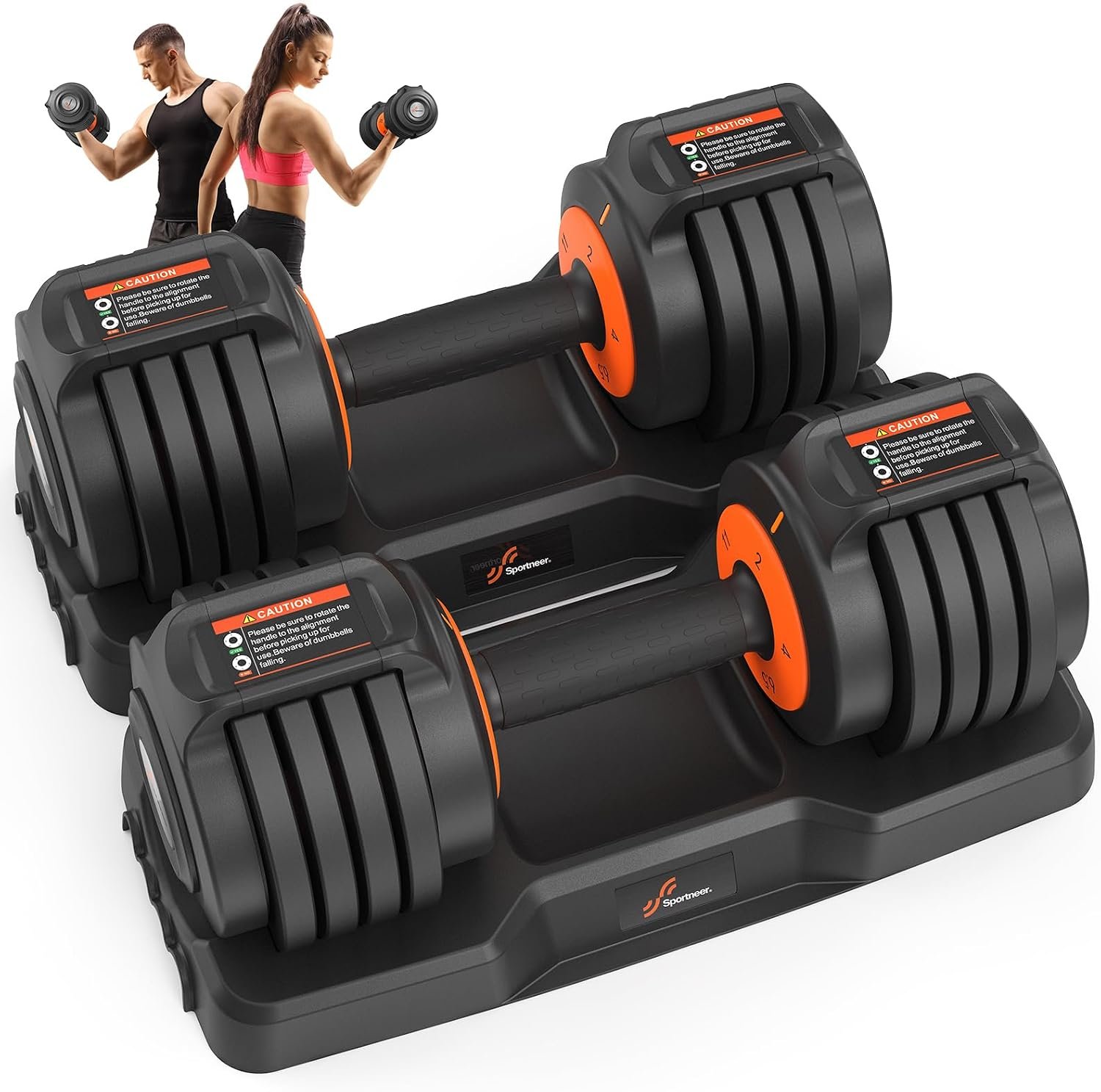Adjustable Dumbbells Set of 2: Sportneer 5 in 1 Free Weights Dumbbells Set, Each 25 lbs Fast Adjust Weights with Anti-Slip Texture Handle for Men Women Home Gym Strength Training Equipment Pair
