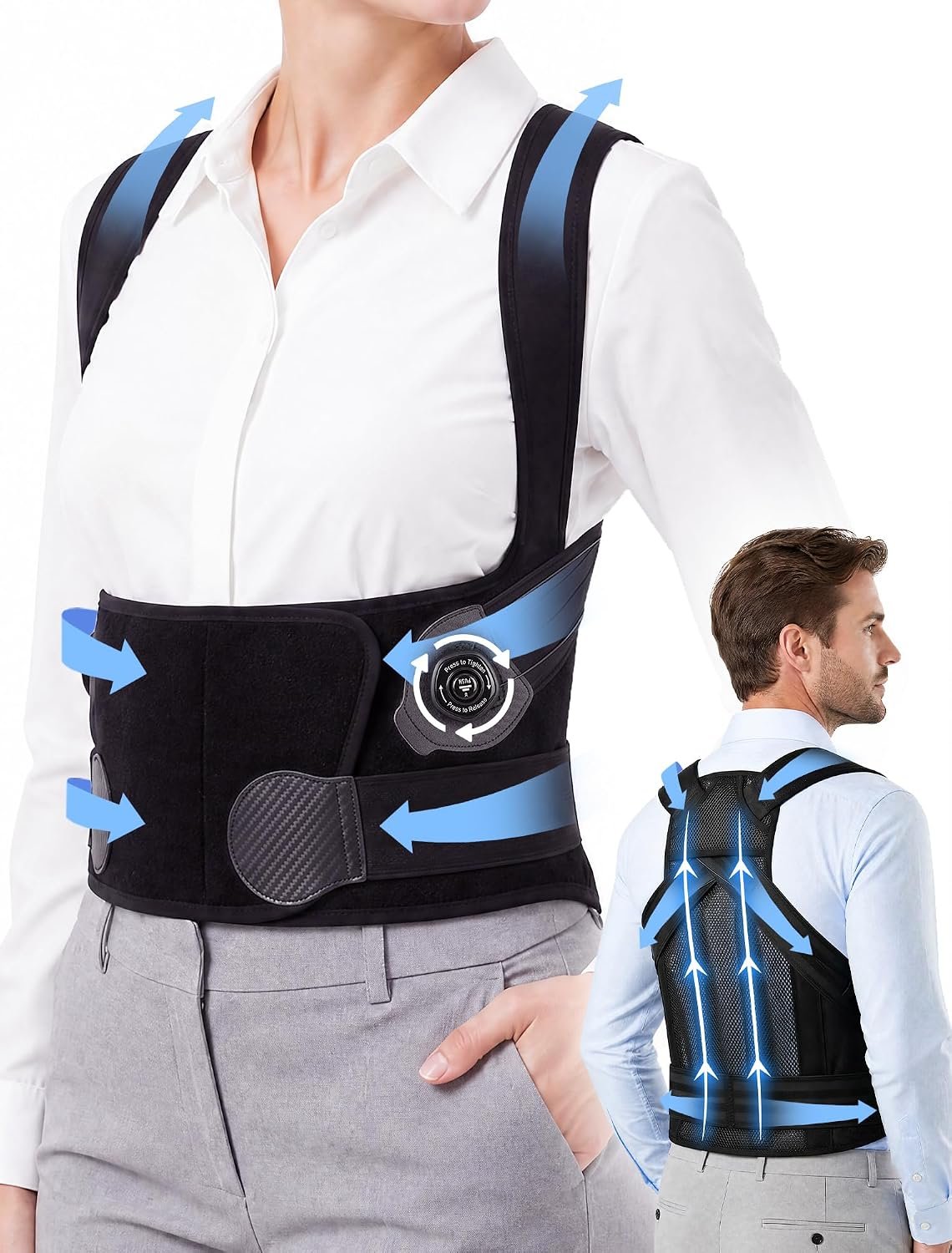 Posture Corrector for Women & Men: Dial-Adjustable Support Back Brace