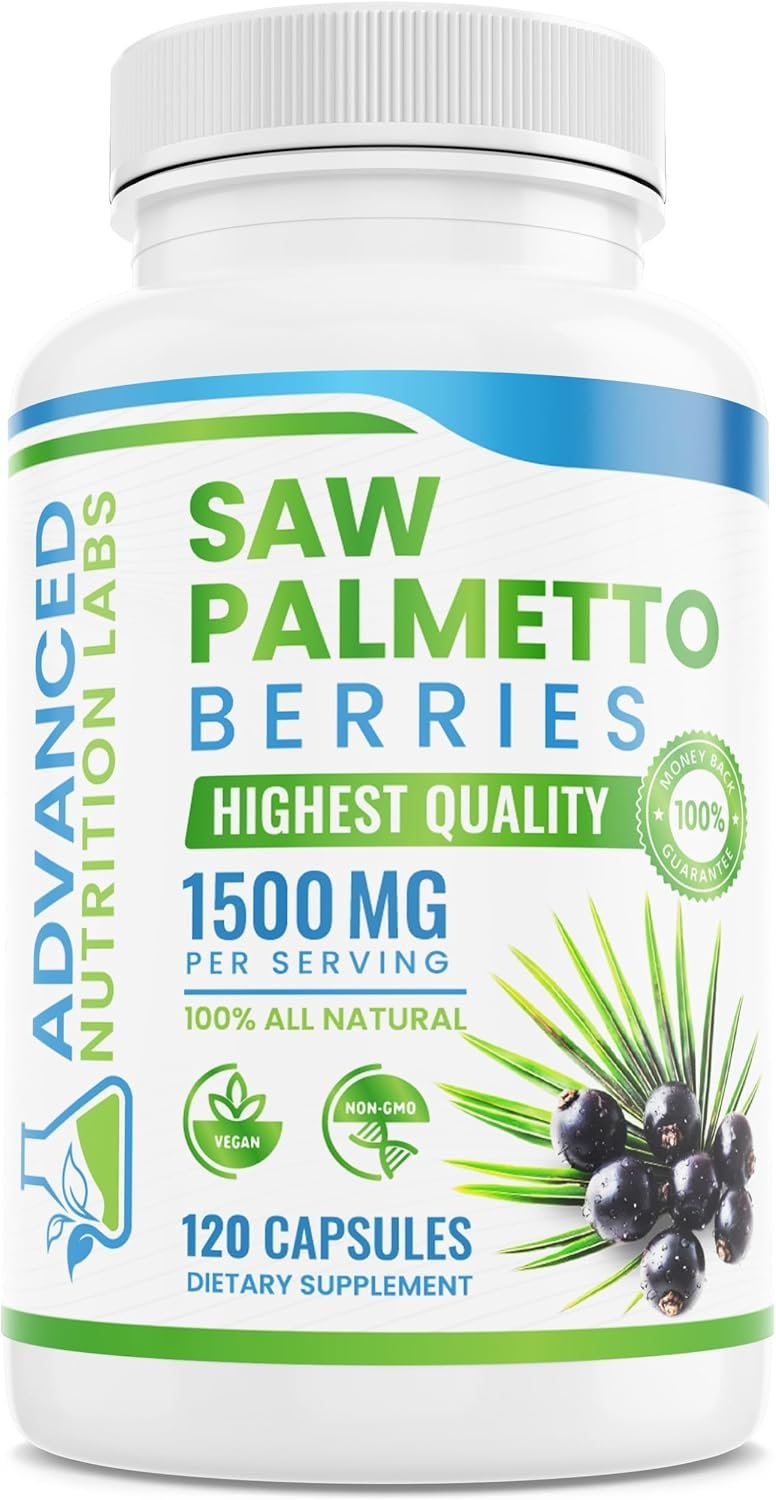 Saw Palmetto Berries & Extract – 1500 mg Saw Palmetto Supplement for Men & Women – DHT Blocker for Hair Growth, Prostate Support & Urinary Health – 120 Vegan Capsules