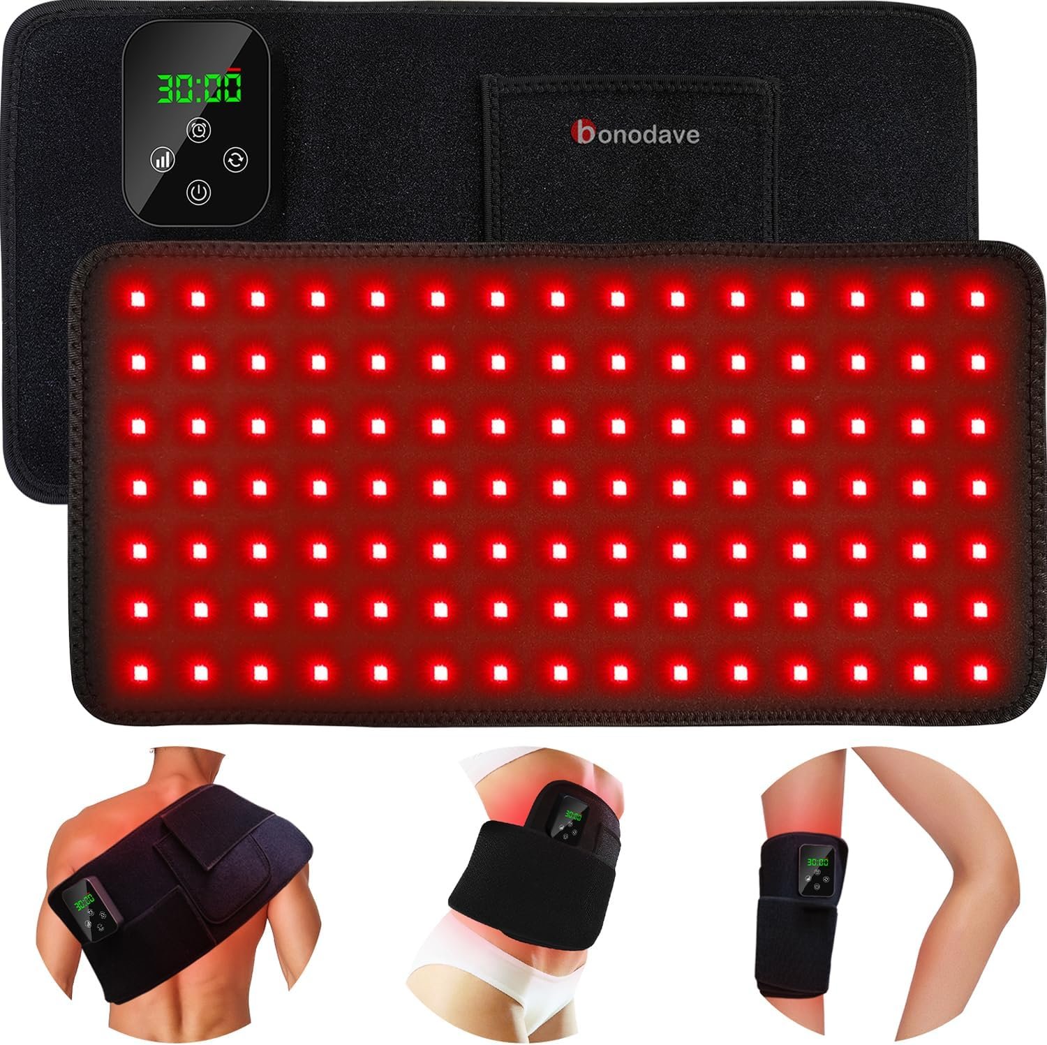 Red Light Therapy, Cordless Infrared Therapy Pad for Back Knee Leg Pain Relief, Portable 660nm 850nm Wireless Red Infrared Light Therapy Wrap Belt with Rechargeable Controller Gift for Women Men