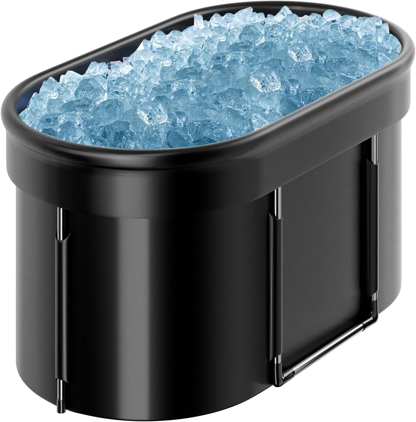 43 inch Collapsible Cold Plunge Tub, Foldable Ice Bath Tub with Insulated Lid, Large Size for Full-Body Immersion, Drainage Pipe for Easy Cleanup, Portable Design, Recovery & Muscle Relief Black
