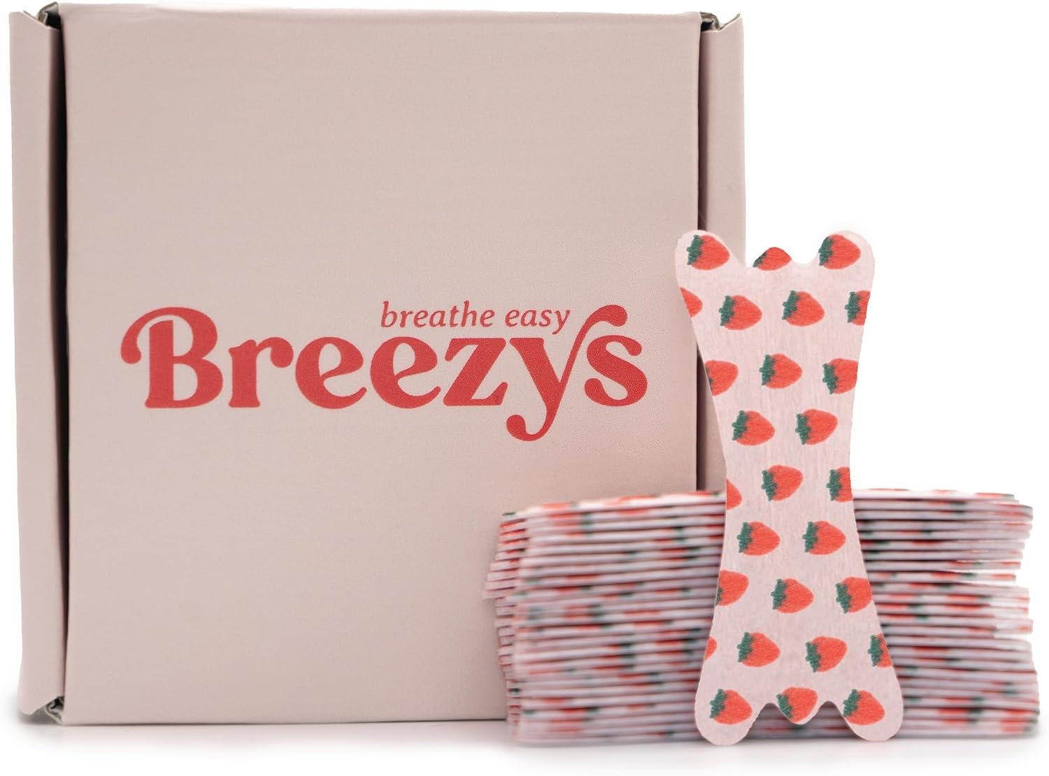 Breezys Nasal Strips | Cute Nose Breathing Tape for Better Sleep, Anti Snoring Solution, Nasal Congestion Relief – Extra Strength and Comfortable Universal Fit | 25 Ct (Strawberries and Cream)