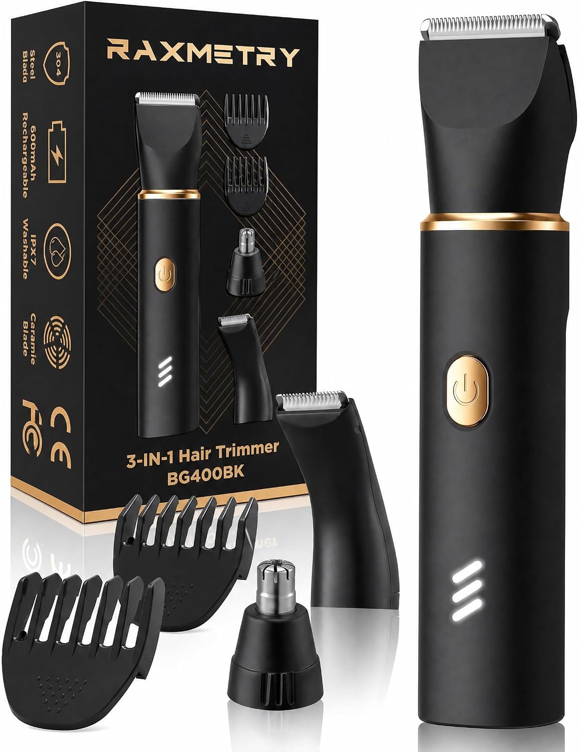 Manscape Body Hair Trimmer for Men-3 in 1 Electric Razor Groin Groomer,IPX7 Waterproof,Versatile Hair Trimmer for Ball/Pubic/Chest/Beard/Nose,USB-C Rechargeable,Gifts for Him Dad