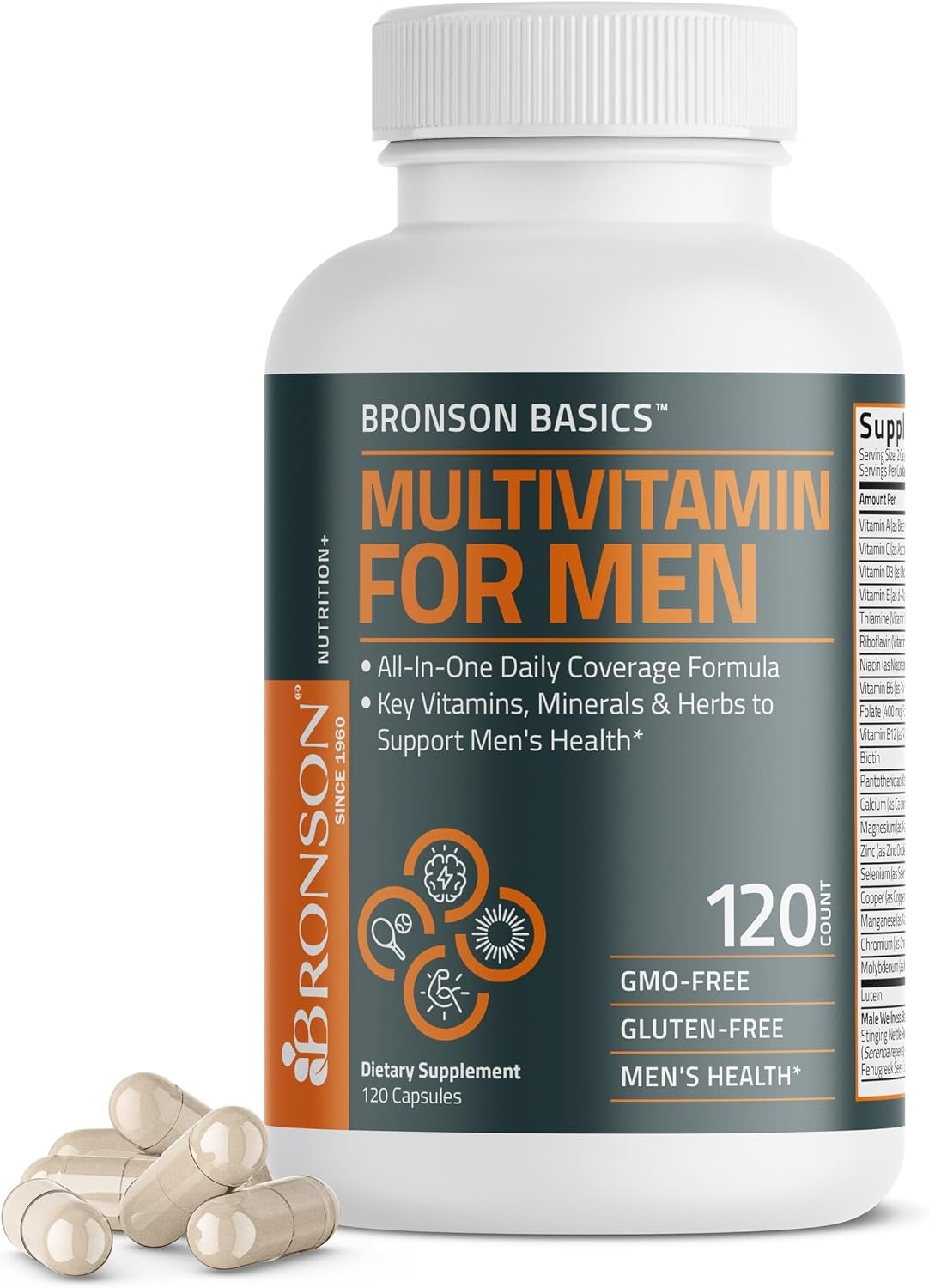 Bronson Multivitamin for Men All-in-One Daily Coverage, 120 Capsules
