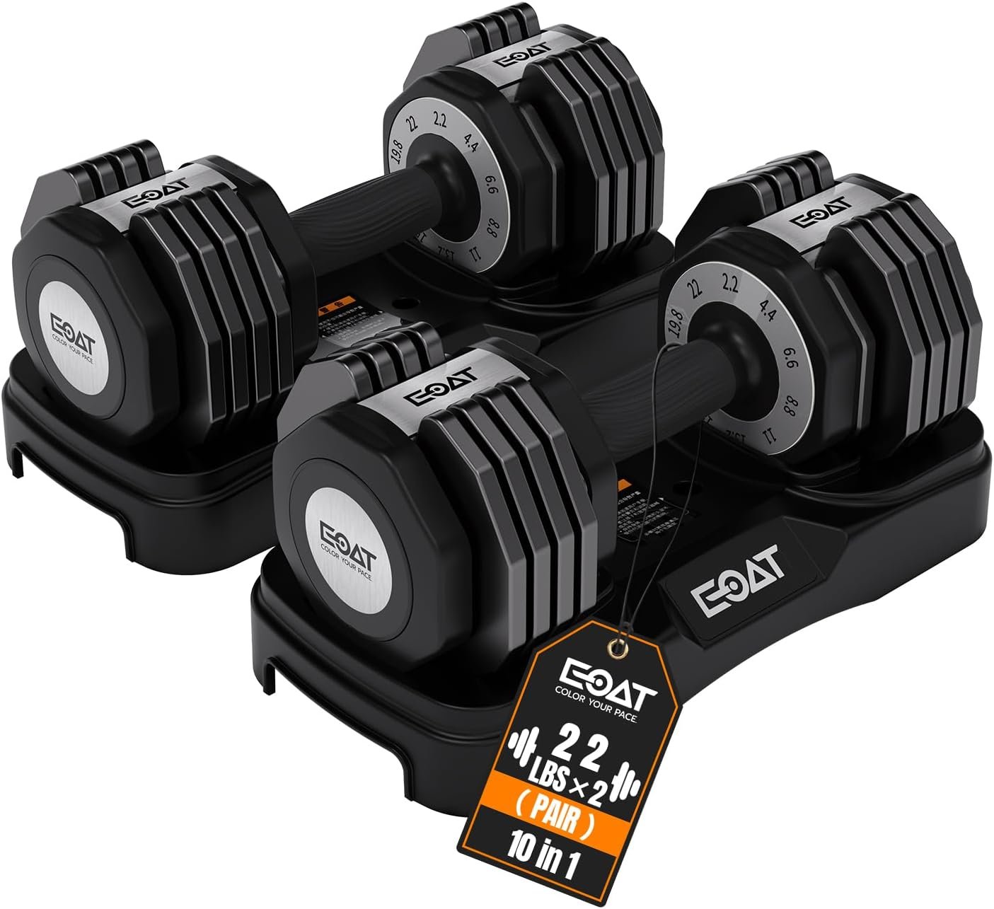 Adjustable Dumbbells Set, 22/33 lbs Pair/Single Weight Plates for Home Gym