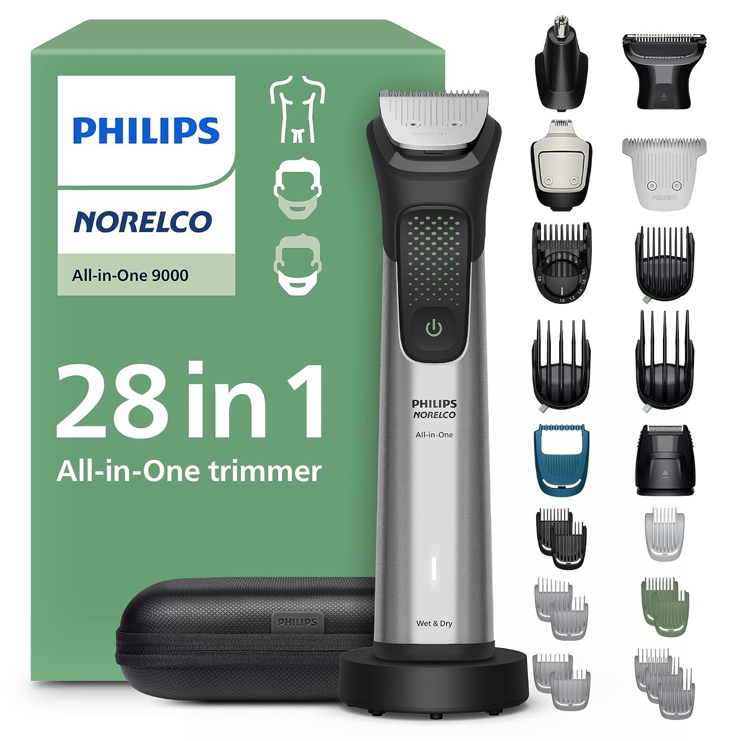 Philips Norelco All-in-One 9000 28-in-1 Trimmer, Face, Hair & Body, Steel