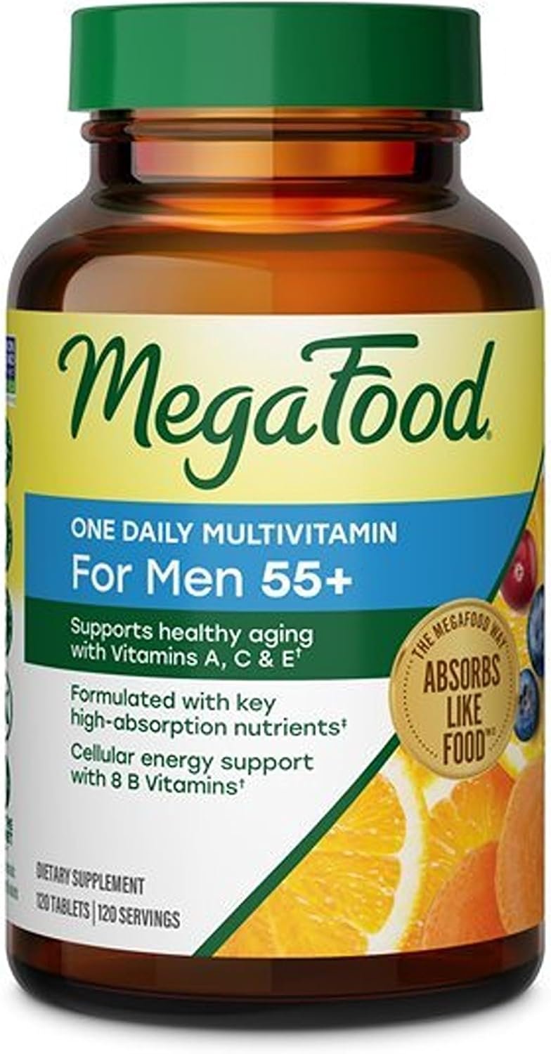 MegaFood One Daily Multivitamin for Men 55+ with 19 Nutrients, 120 Tablets