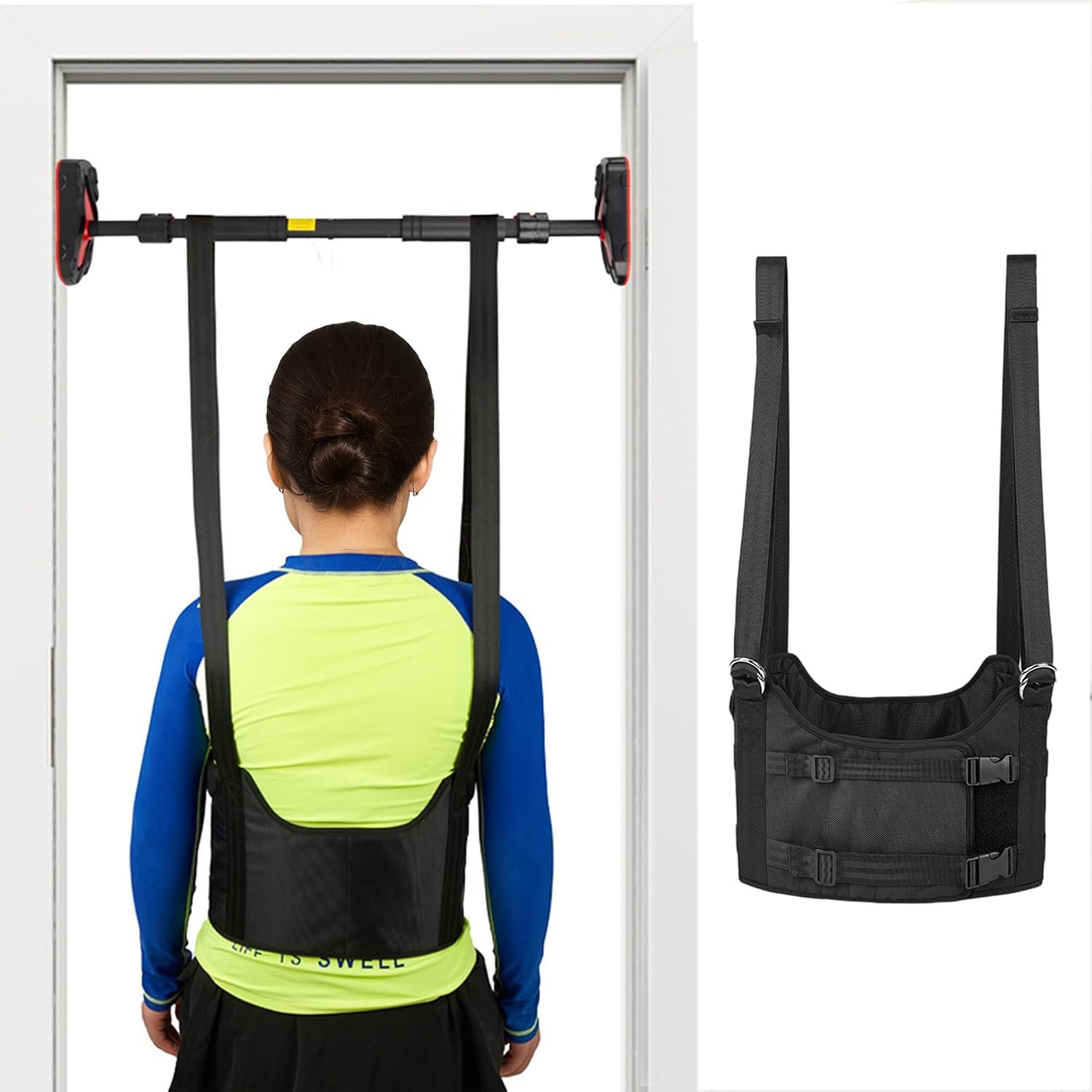 Back Stretcher – Spine Decompression Belt for Pain Relief Spinal Back Stretcher Lumbar Traction Device Belt Thoracic Decompression Harness Portable Stretching Device (Medium)