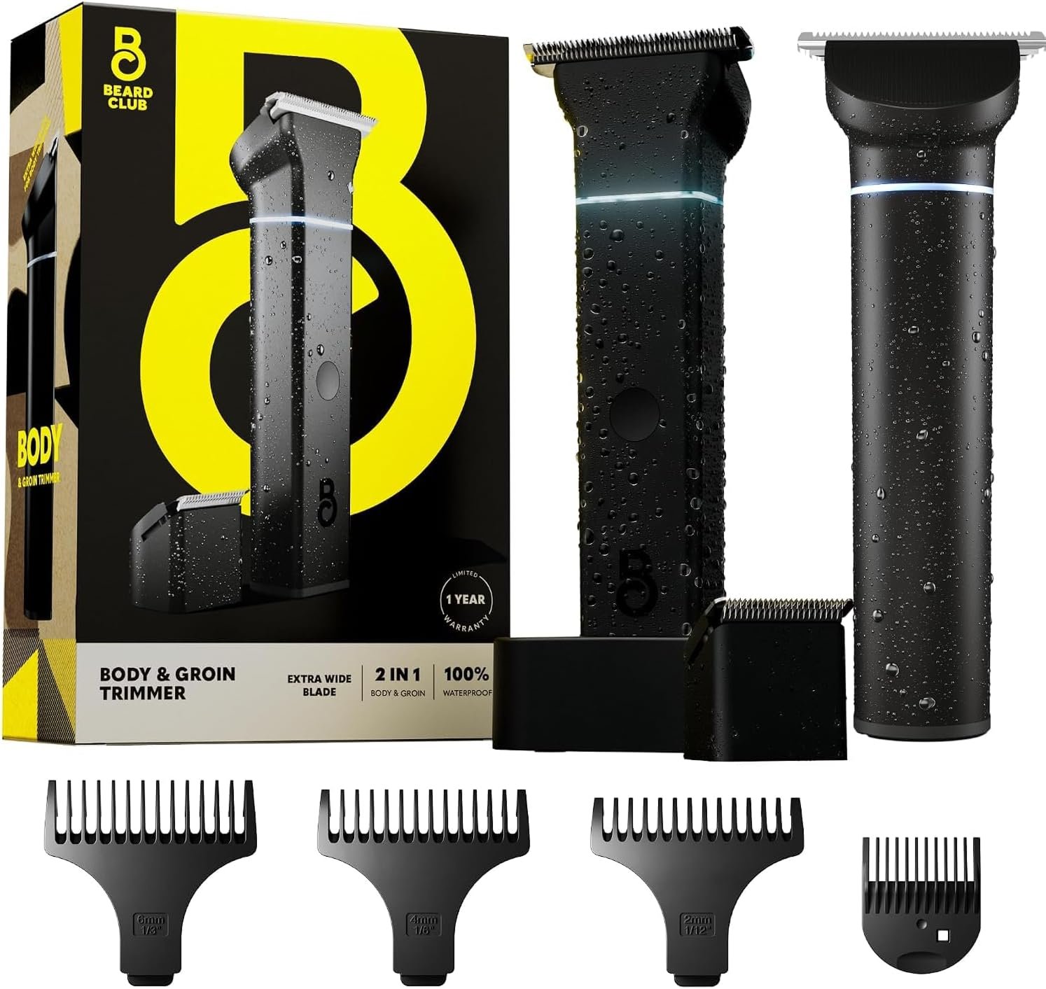 The Beard Club Manscape Body Hair Trimmer for Men, Pubic Hair Trimmer for Men & Ball Trimmer – Mens Body Shaver, Ceramic Blade Ball Shaver – Rechargeable, Electric, Waterproof Wet or Dry Clippers