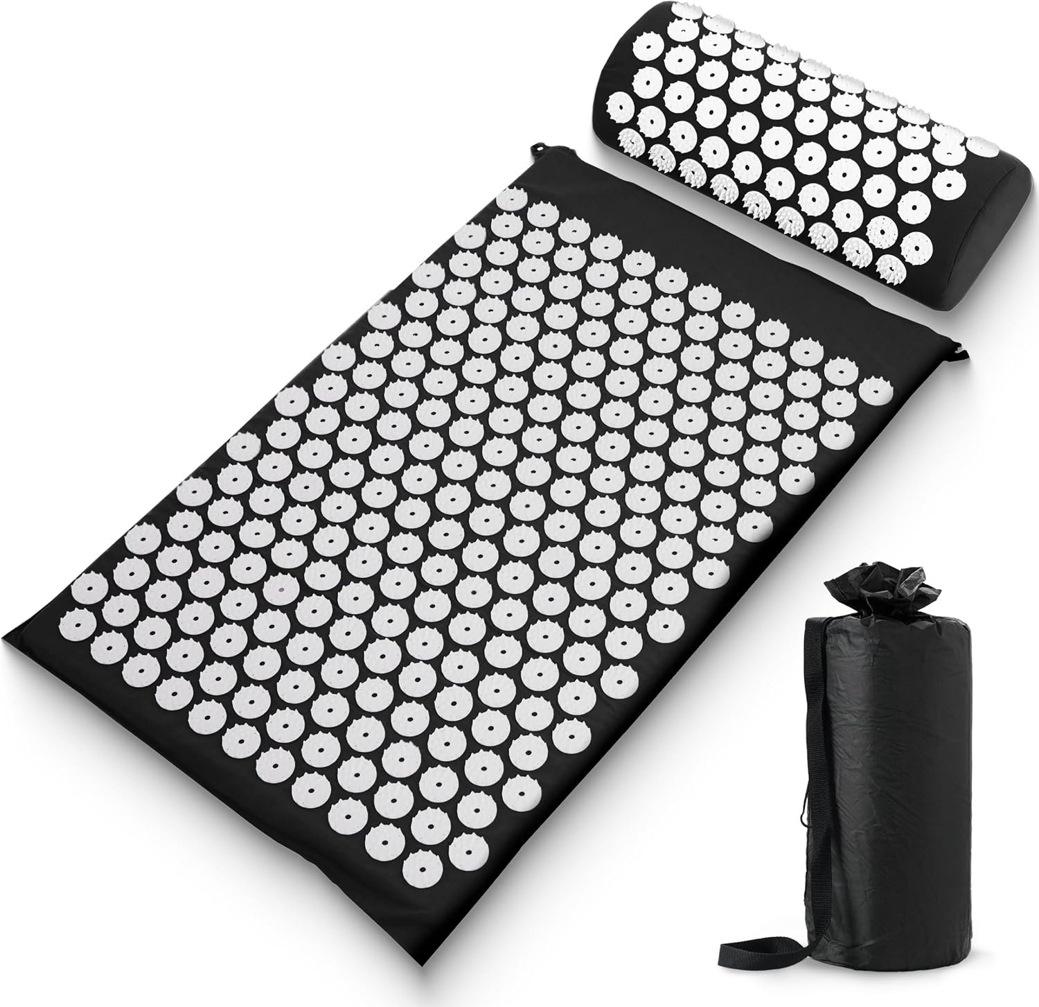 Sharper Image® Acupressure Mat & Pillow Set with Travel Bag for Full Body Muscle Recovery & Relaxation, Stress & Anxiety Relief, Back Neck Shoulder Pain Relief| Portable Travel Massage Tool Gift