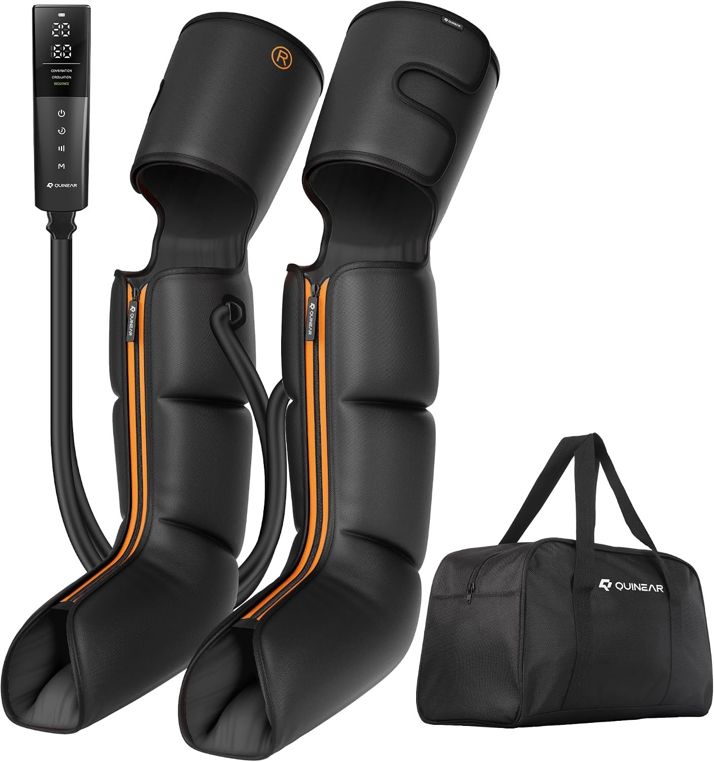 QUINEAR Leg Air Compression Massager, Cordless Foot Calf Thigh Massager with Remote, Rechargeable Leg Massager with 10 Intensities & 3 Modes for Swollen Legs & Muscle Relief, FSA-HSA Eligible