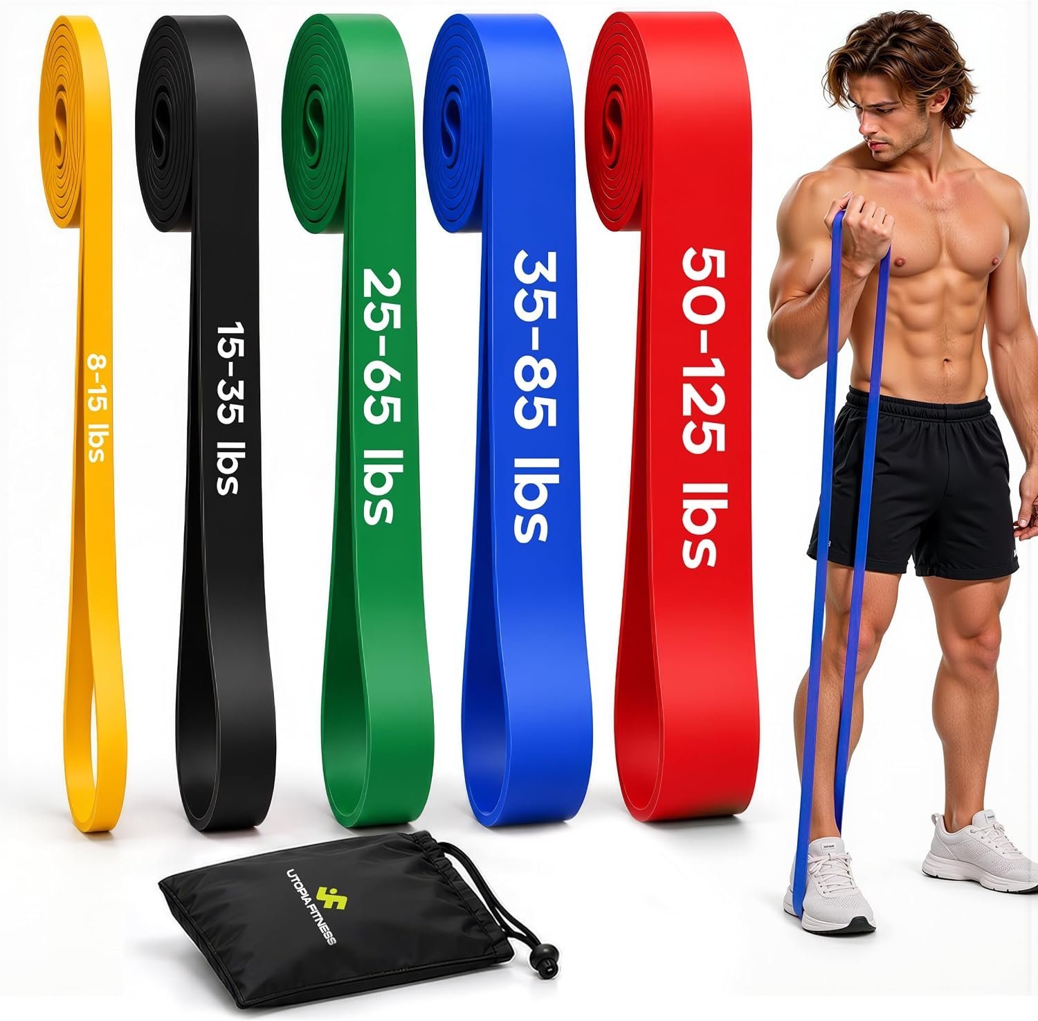 Pull Up Resistance Bands Set of 5, Heavy Duty Natural Latex Bands