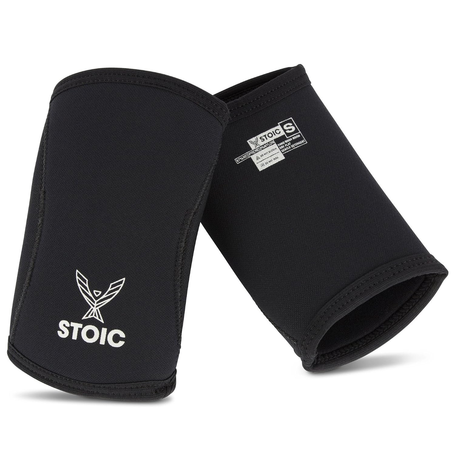 Stoic 7mm Elbow Sleeves for Men & Women, Lifting Support, Black, Small