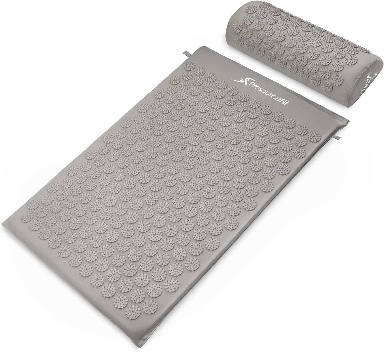 ProsourceFit Acupressure Mat and Pillow Set for Back/Neck Pain Relief and Muscle Relaxation, Large – Gray/Gray
