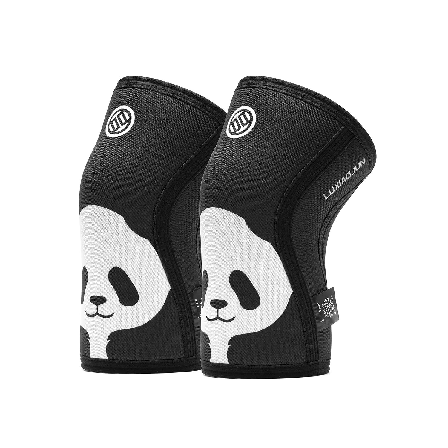 LUXIAOJUN 7mm Neoprene Knee Sleeves for Weightlifting – 1 Pair Compression Support for Squats, Deadlifts, Powerlifting & Cross-Training, Men & Women (Panda, Medium)