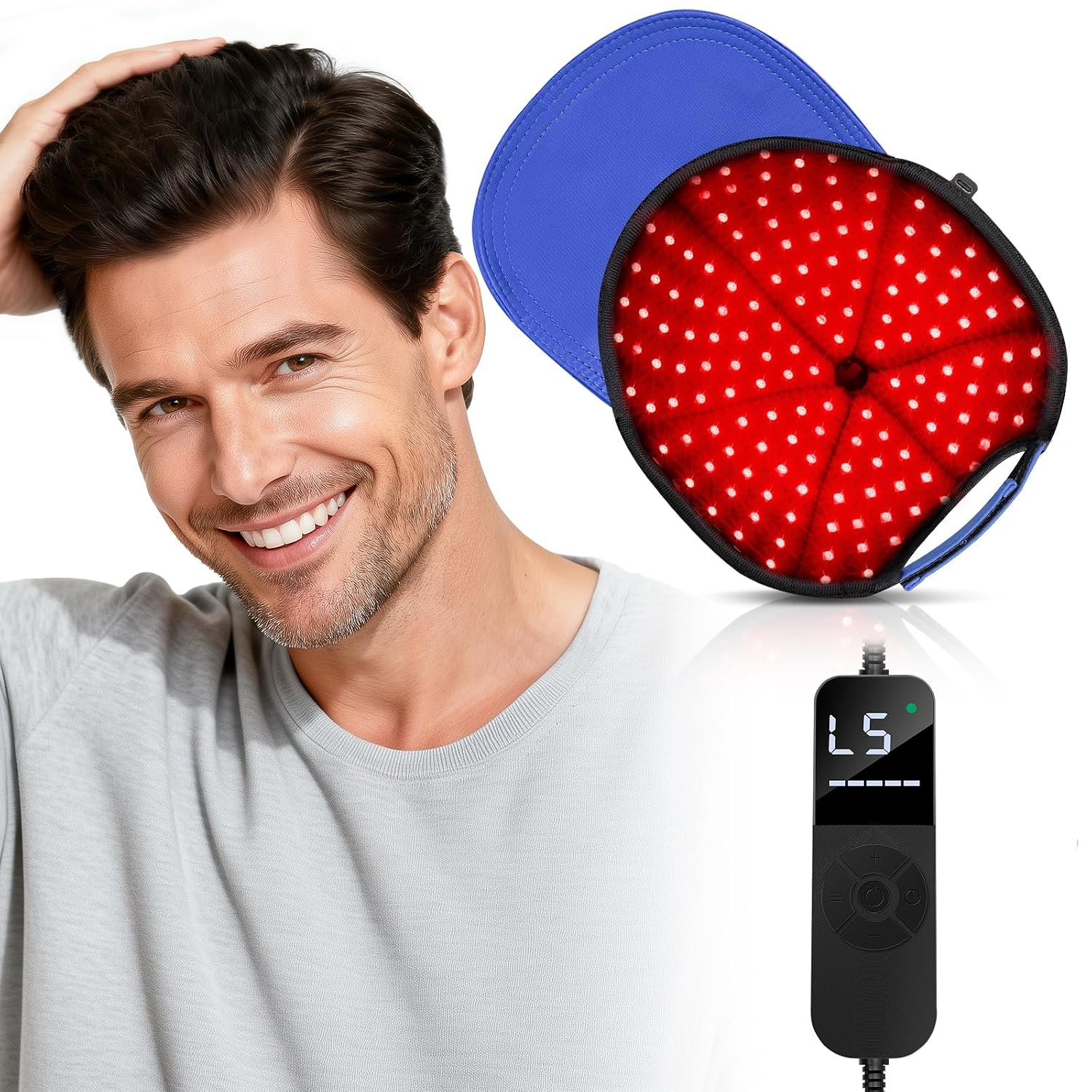Red Light Therapy Cap for Hair Growth, Upgraded 180 LEDs Red Light Hair Growth Cap, 660nm & 850nm & 940nm Infrared Light Therapy Device for Men & Women with Timer & Controller