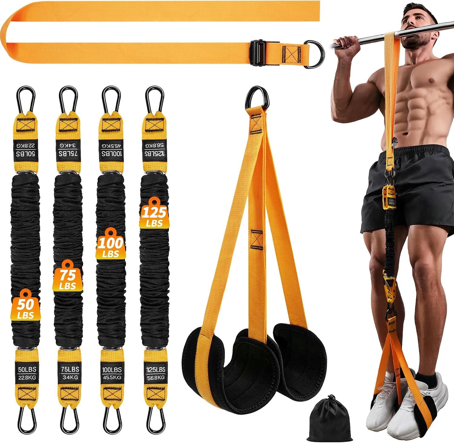 Pull Up Assistance Bands 350lbs,50/75/100/125lb Resistance Band for Chin-Up