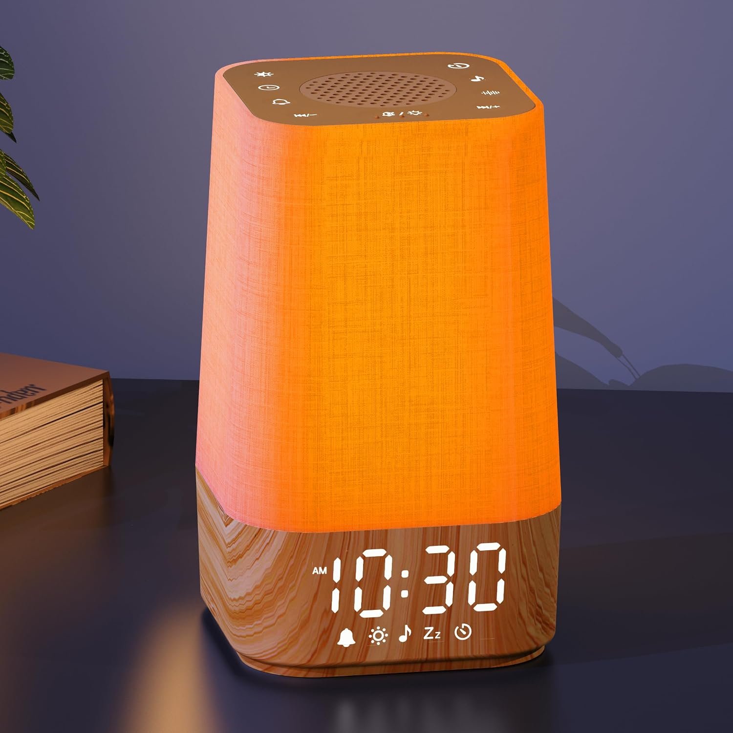 Sunrise Alarm Clock with Sound Machine, Nature Wake Up Light, Wood Grain