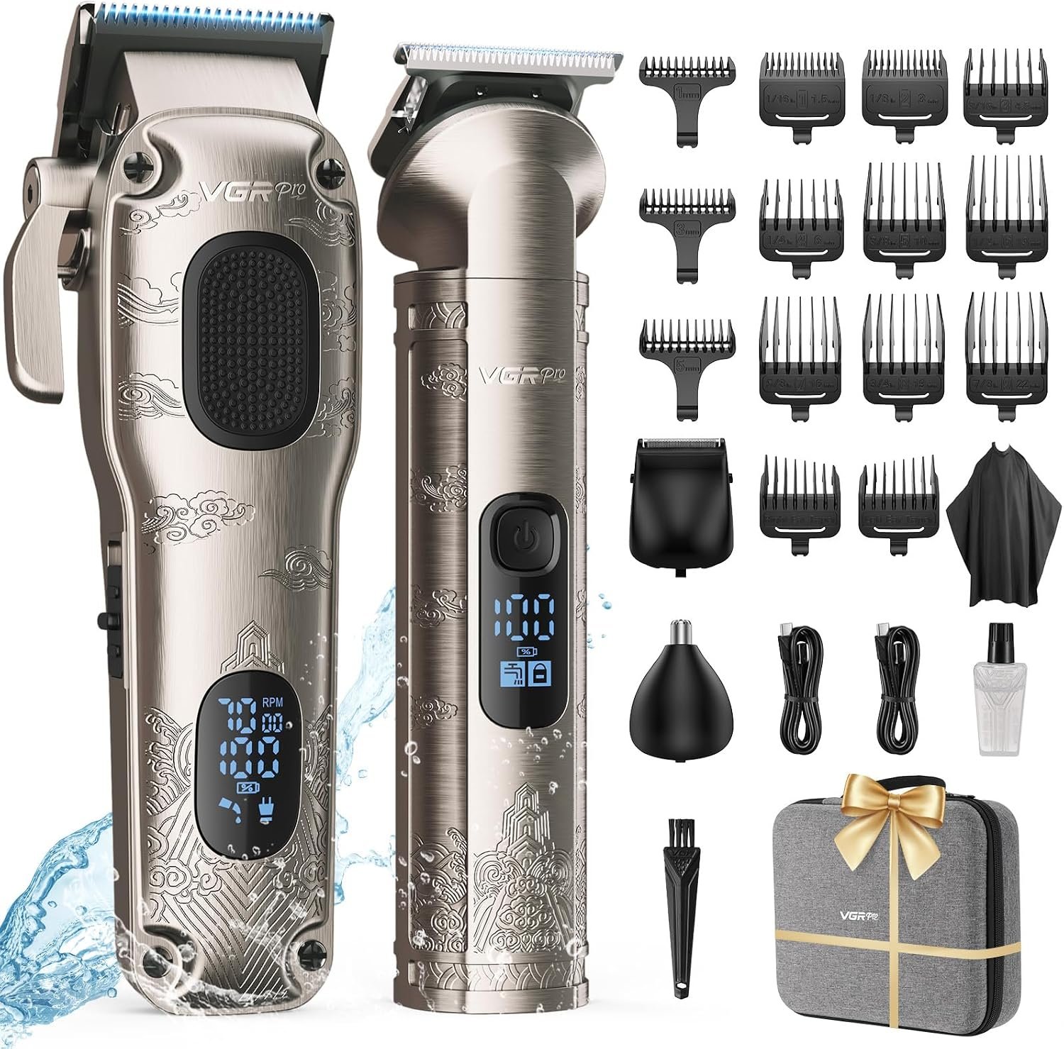 VGRPRO Hair Clippers for Men Professional, Cordless Clipper and Trimmer Set