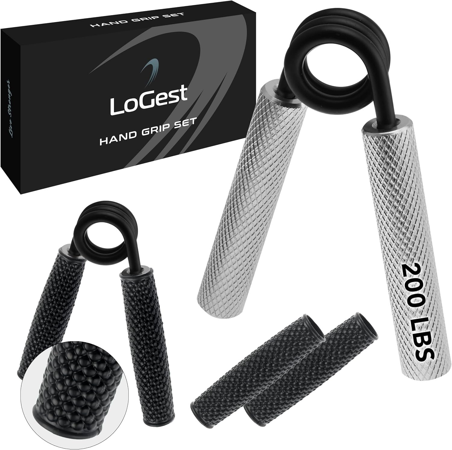 Logest Metal Hand Grip Strengthener 100LB-350LB No Slip Heavy-Duty Grip Strengthener with Gift Box, Great Wrist & Forearm Hand Exerciser, Home Gym, Hand Gripper Grip Strength Trainer