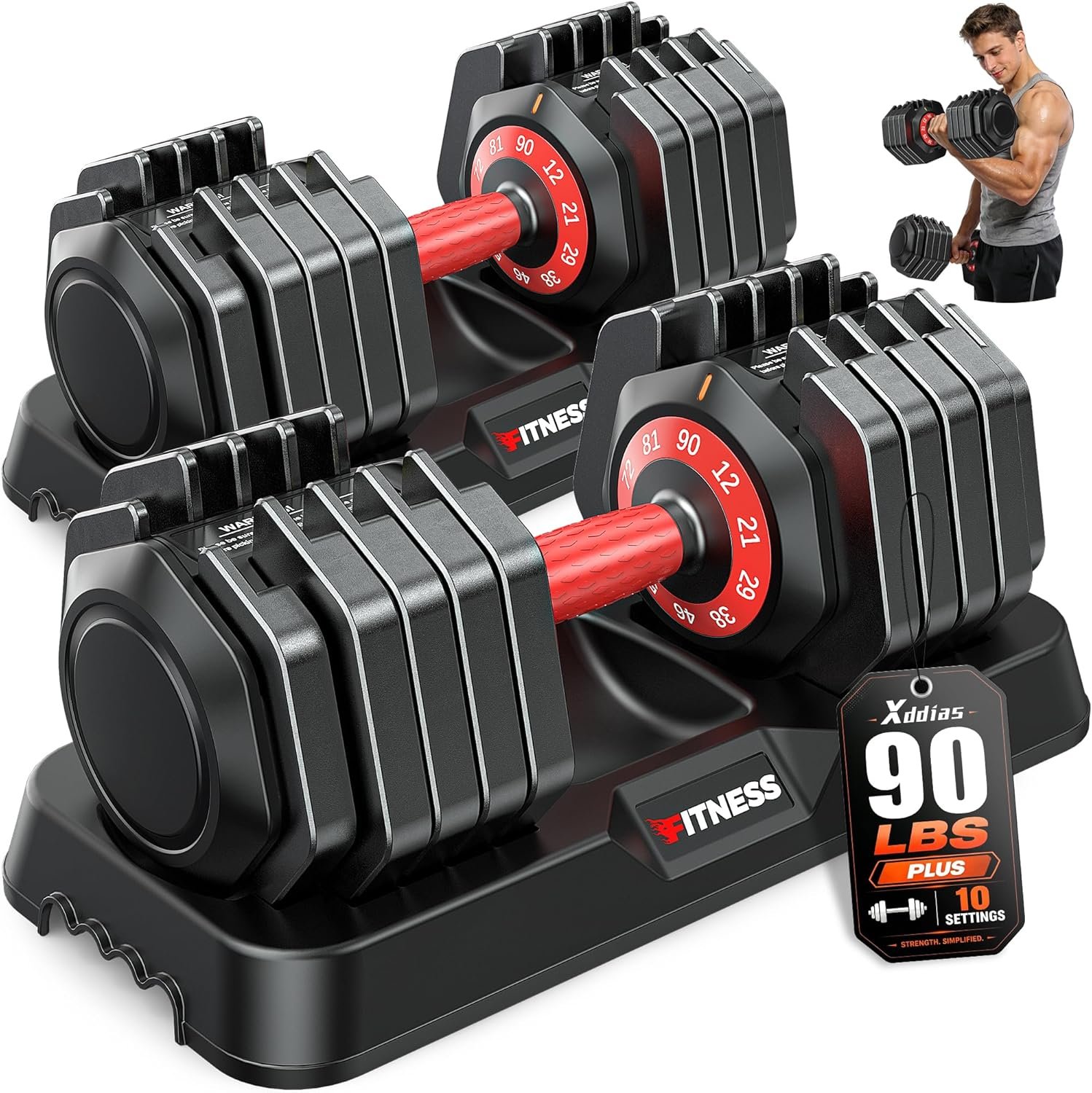 XDDIAS Adjustable Dumbbell Set for Home Gym Strength Training