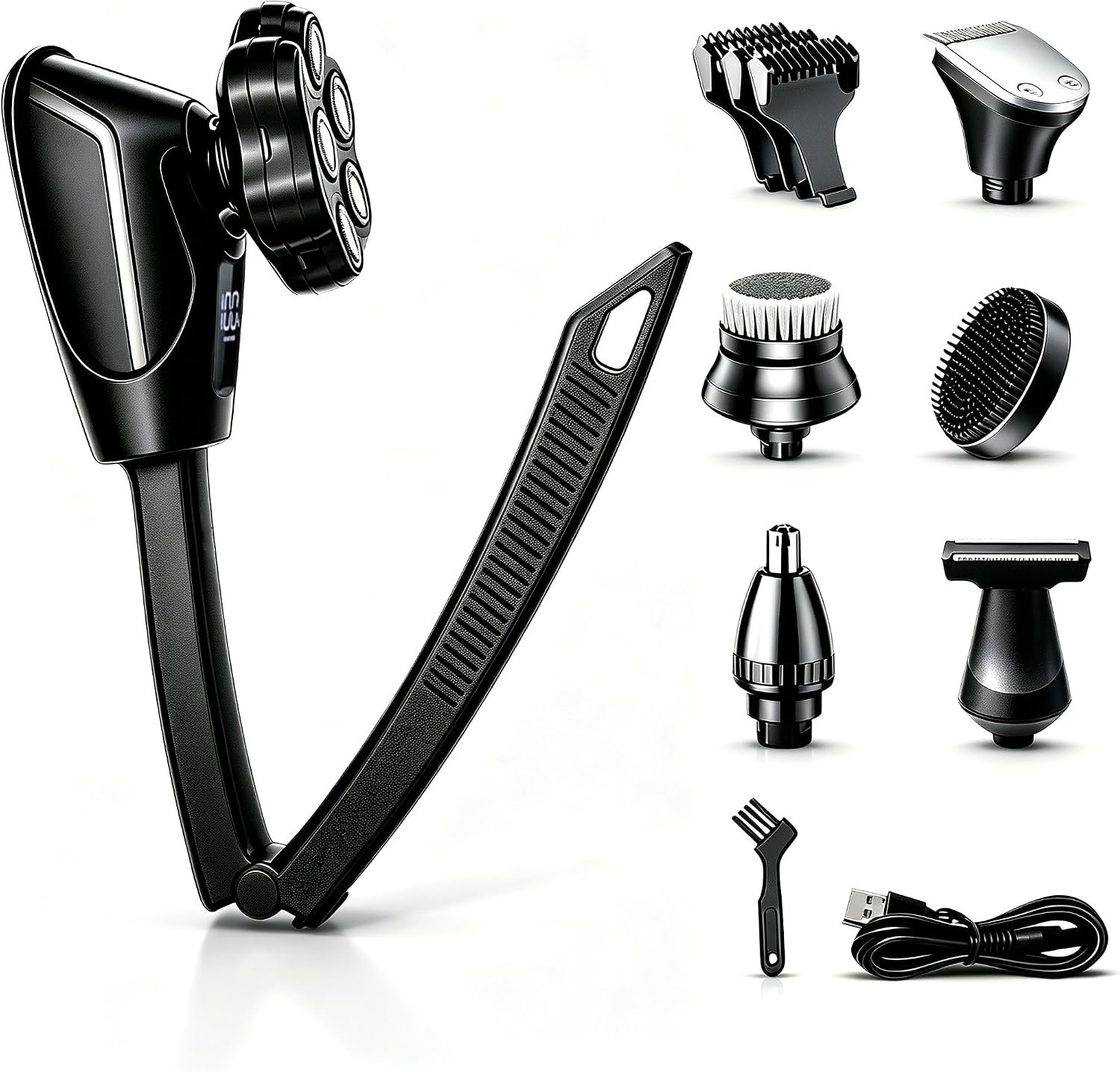 6-in-1 Back Shaver for Men, Body Groomer, Foldable Handle