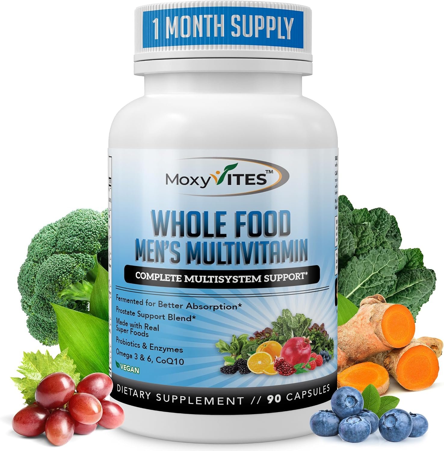Methylated Mens Multivitamins – Daily Mens Vitamins with 44 Organic Whole Food – Multivitamin for Men with Iron & Fermented Nutrients – Vegan Daily Vitamin for Men with B-Complex, Probiotics, Omegas