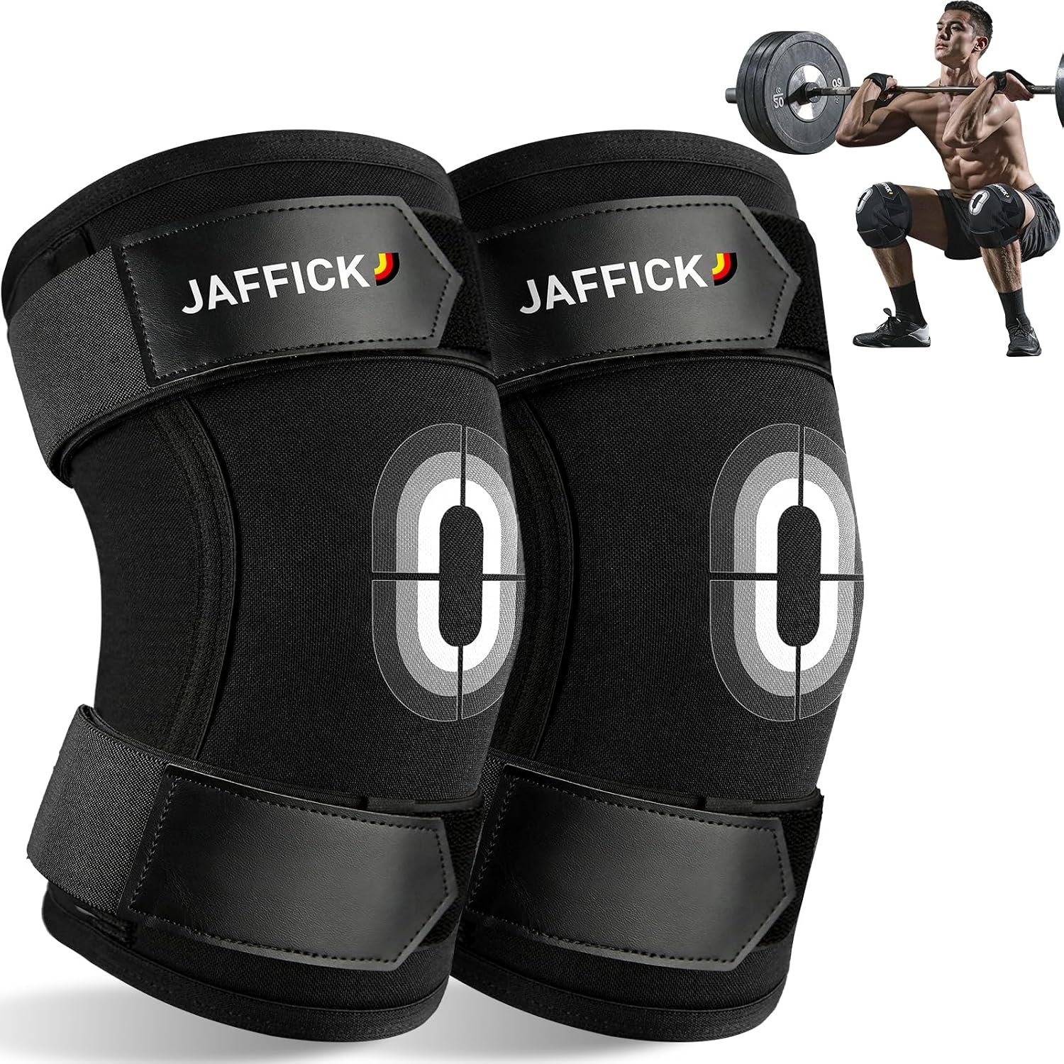 Jaffick 7MM Neoprene Knee Compression Sleeve for Weightlifting (1 Pair),XXL