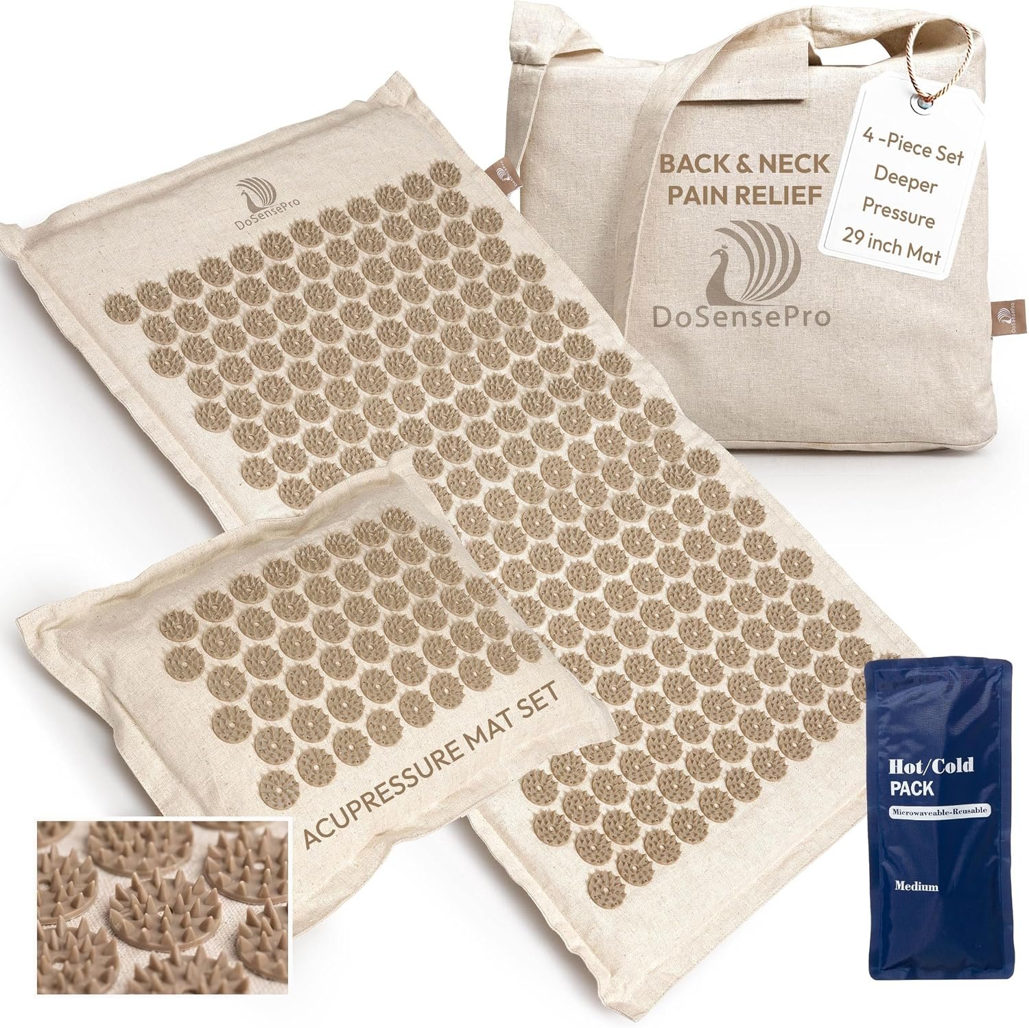 Acupressure Mat and Pillow Set, Firmer Pressure, 29-Inch