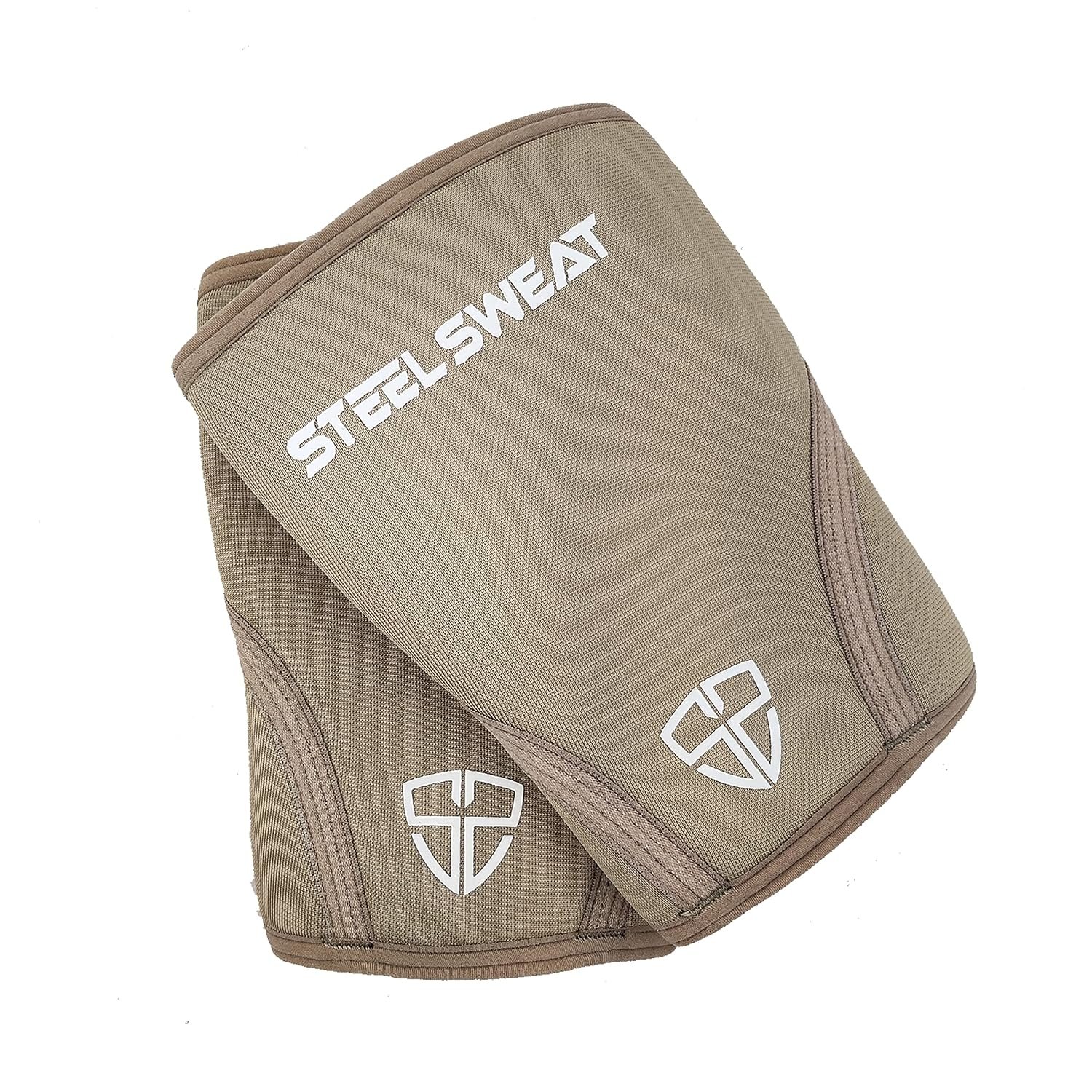 Steel Sweat – Knee Sleeves & Compression Braces for Squat, Fitness, Weightlifitng and Powerlifting – 7mm Sleeve Pair For Men & Women (Tan, Large)