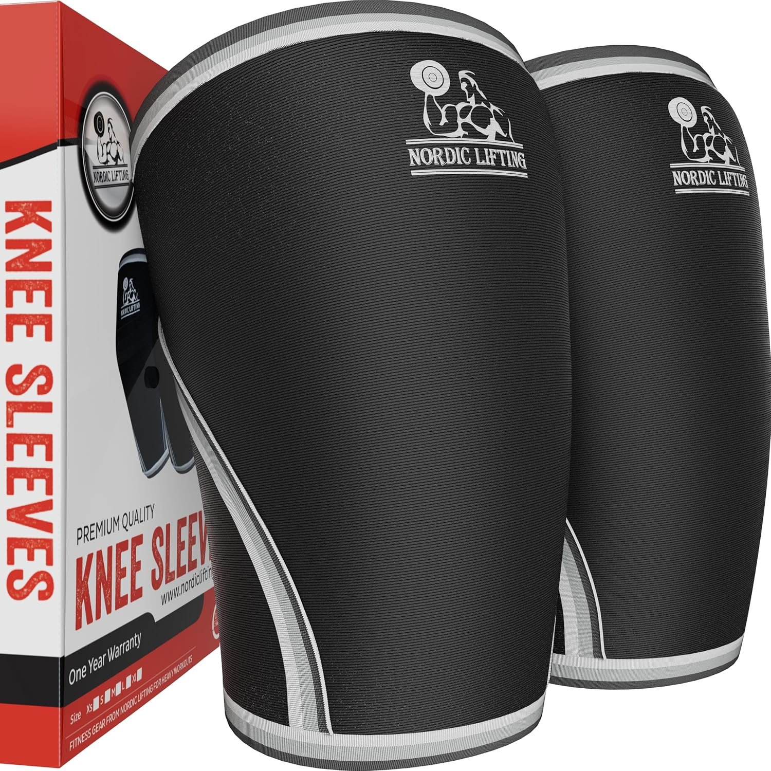 Nordic Lifting Neoprene Knee Sleeves, 7mm Compression Support for Women & Men, Weightlifting, Squats, Powerlifting & CrossFit