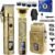 Hair Clippers for Men Professional, Beard Trimmer Kits & Sets, Cordless Mens Hair Trimmer, Electric Shavers, Haircutting Machine with LED Display (Bronze-3in1)